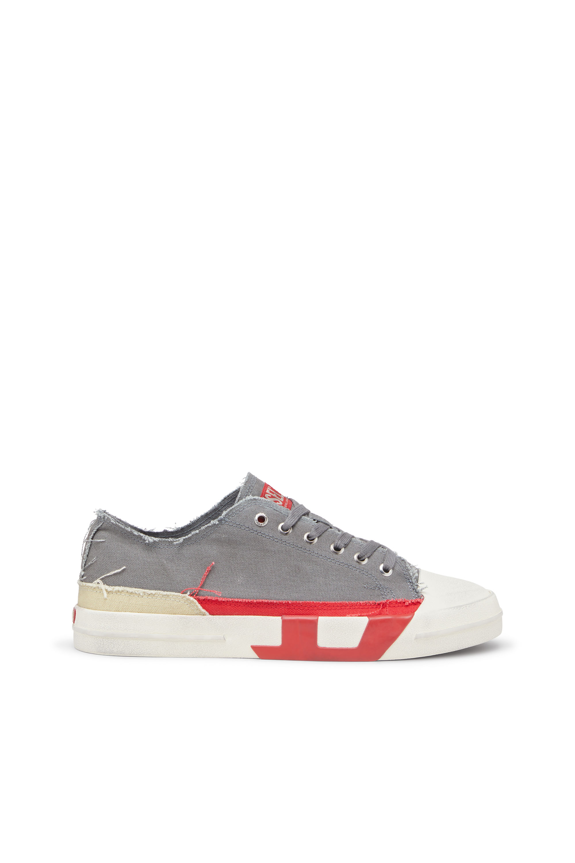 S-D-VERSE LOW, Grey Diesel - S-D-VERSE LOW, Man's S-D-Verse-Dirty-effect canvas sneakers in Grey - 1