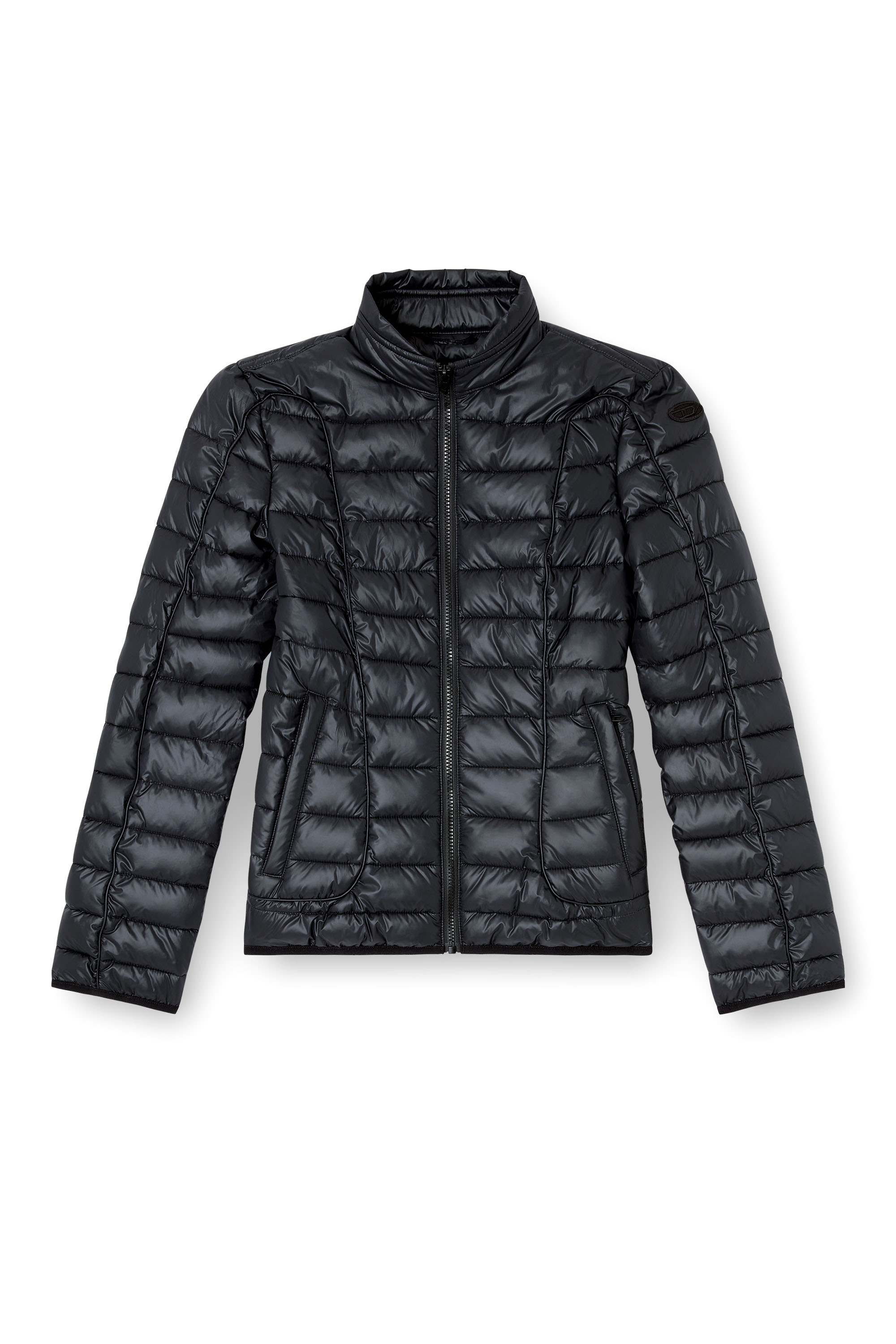 W-PILOT-FEM, Black Diesel - W-PILOT-FEM, Woman's Puffer jacket with biker details in Black - 2