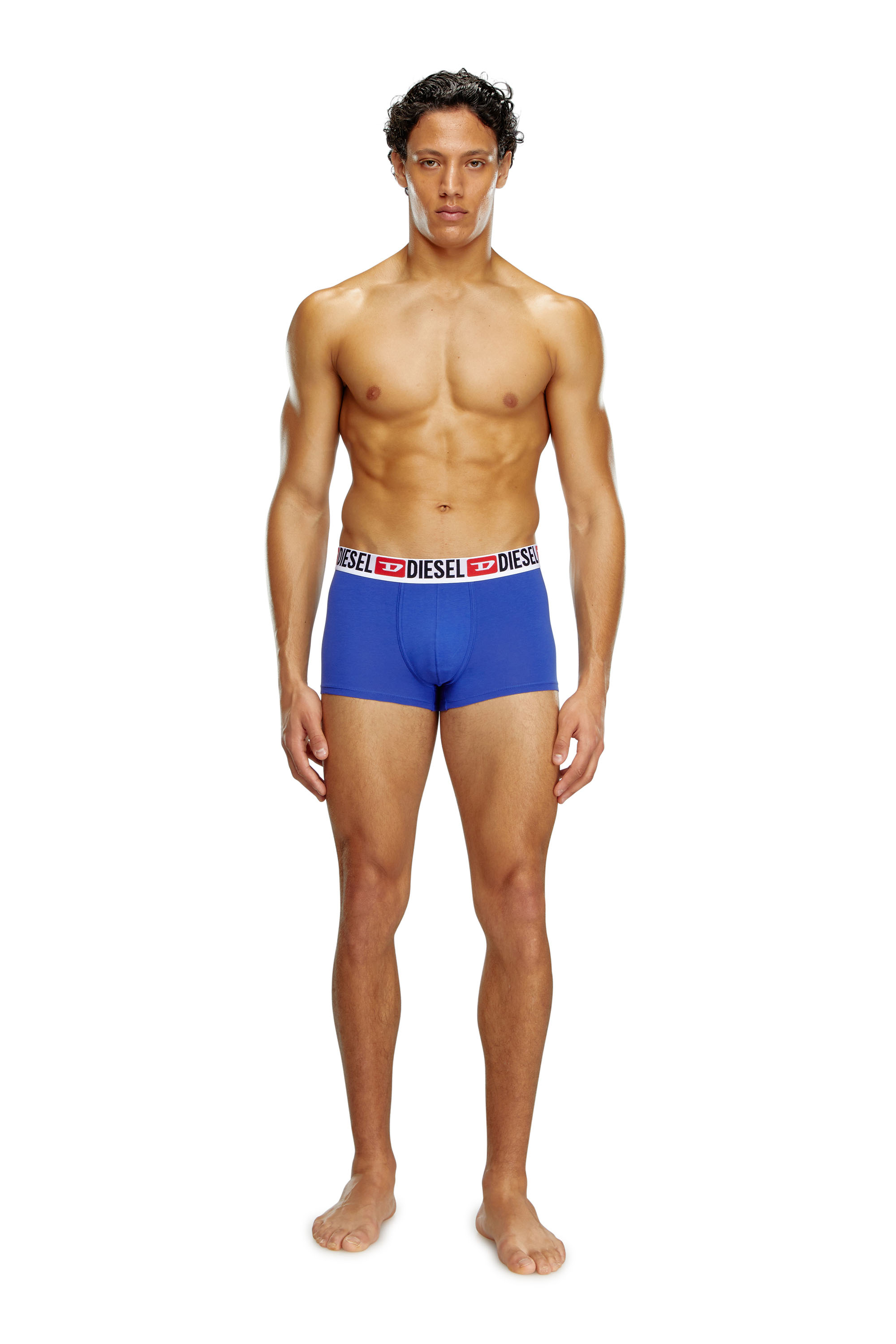 Diesel - UMBX-DAMIENTHREEPACK, Man's Three-pack of all-over logo waist boxers in Blue/Grey - 4