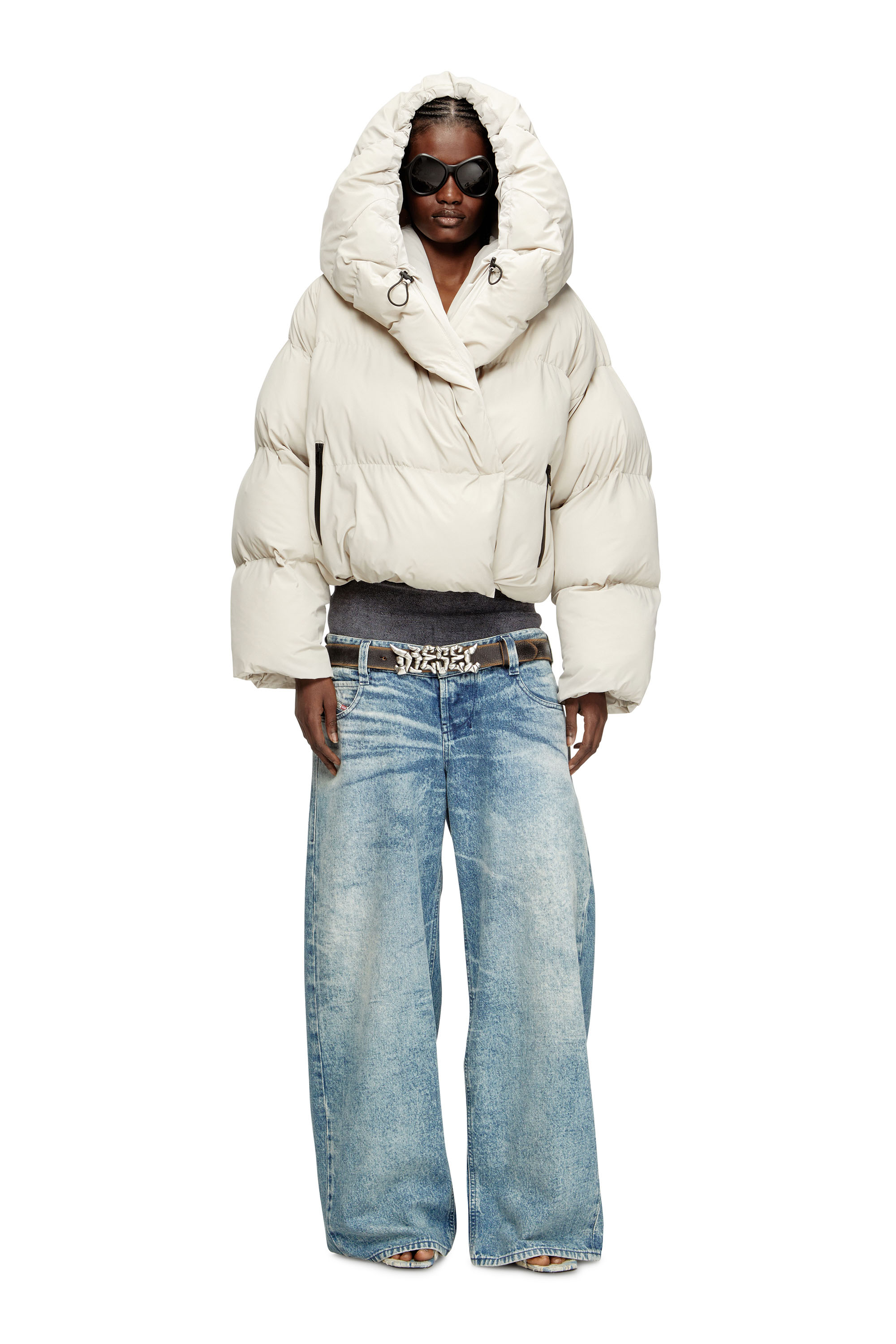 W-ILEY-T1, Beige Diesel - W-ILEY-T1, Woman's Wrap puffer in bi-stretch nylon in Beige - 1