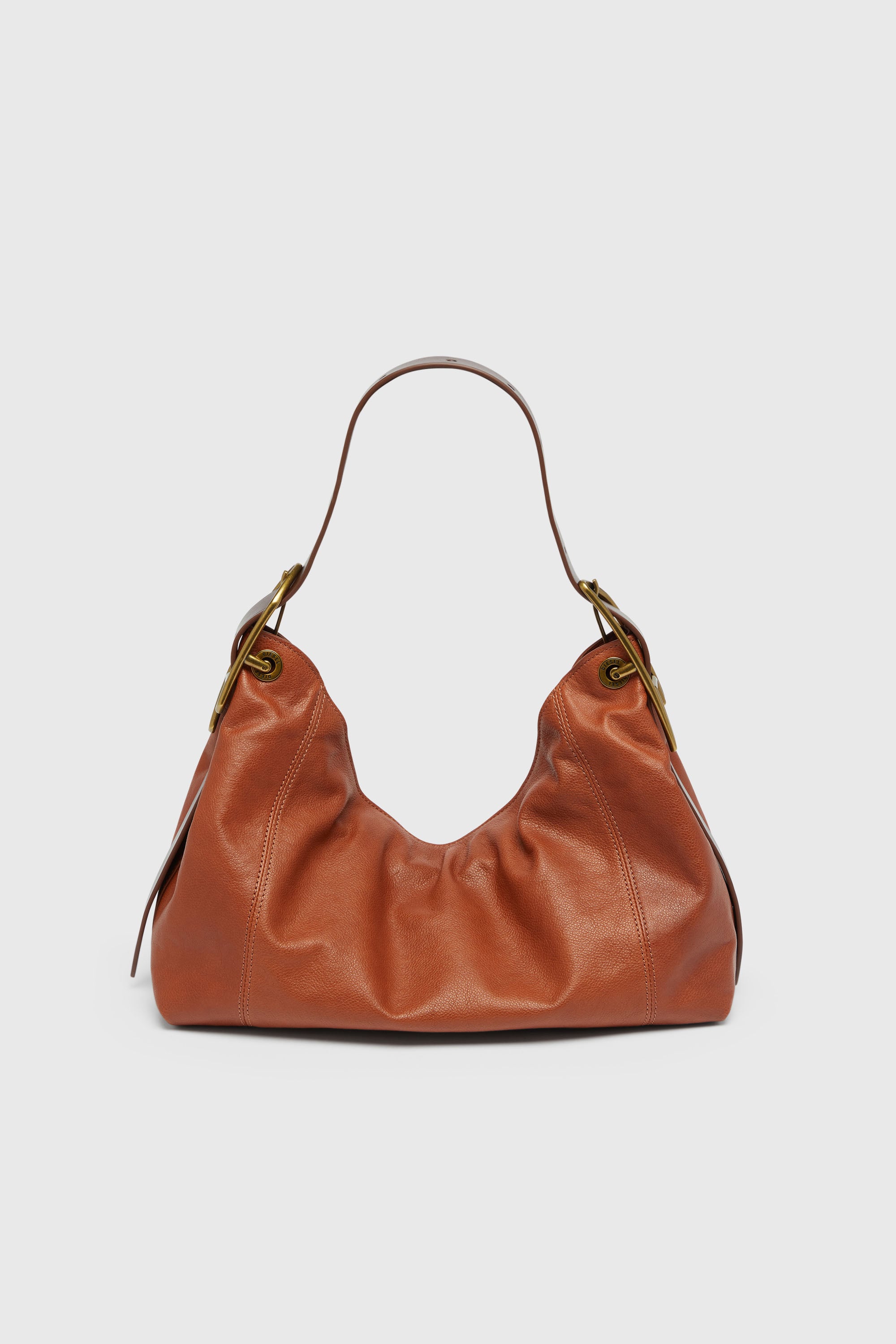 Diesel - D-LINE HOBO S, Woman's D-Line-Shoulder bag in shiny leather in Brown - 2