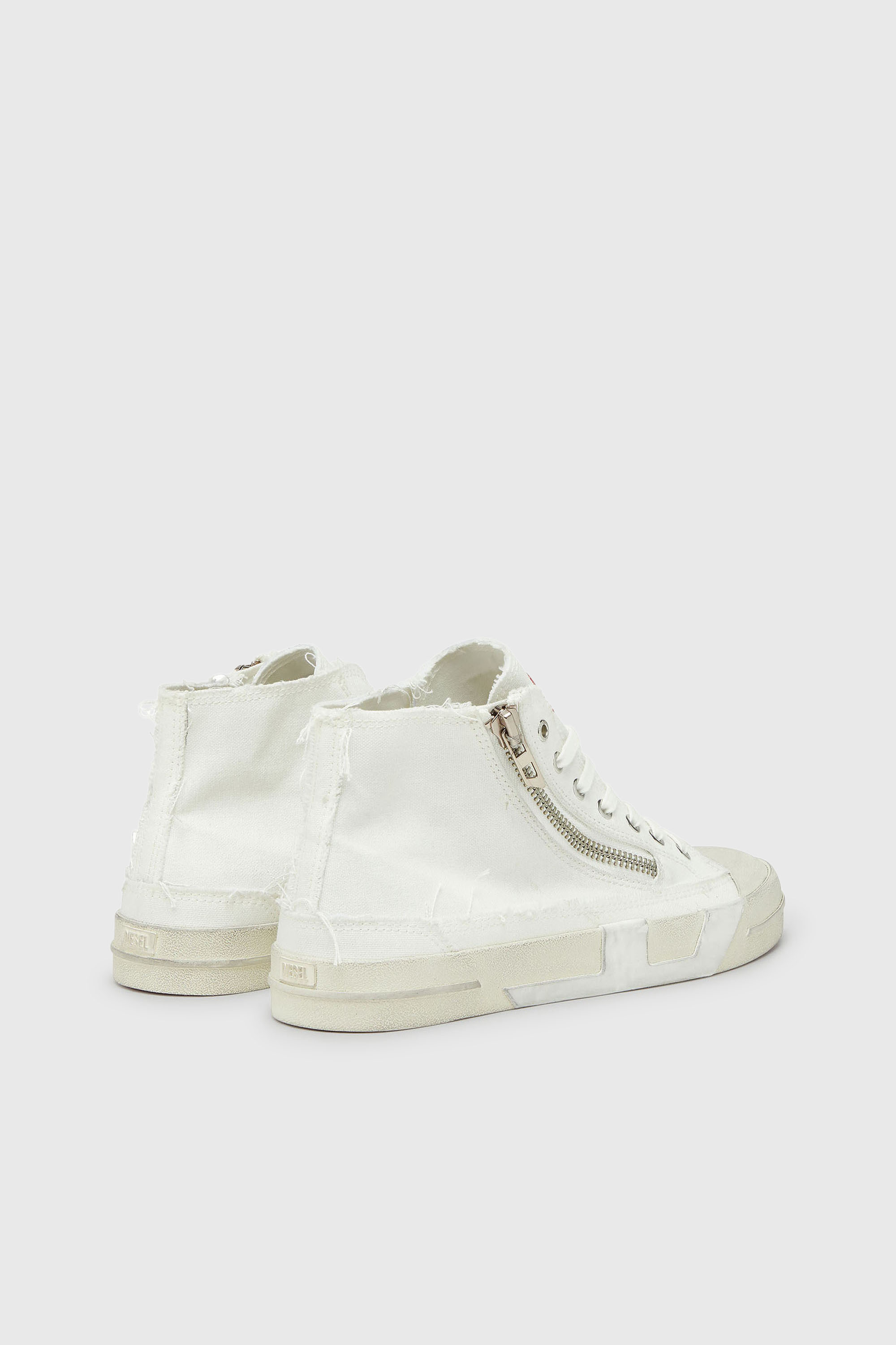 Diesel - S-D-VERSE ZIP MID II, Man's S-D-Verse -  Sneakers in frayed canvas with D logo in White - 3