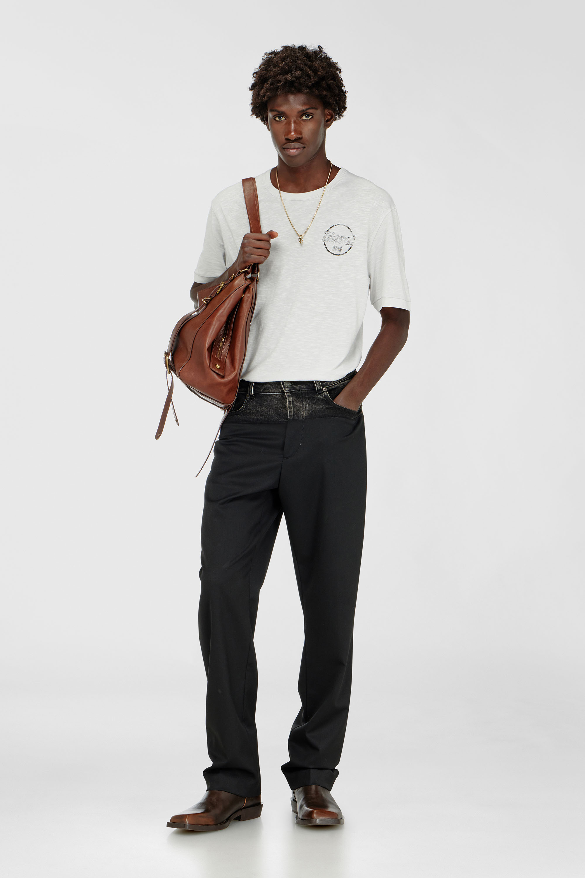 Diesel - T-ADJUST-B11, Man's T-shirt in slub jersey with crack print in White - 2