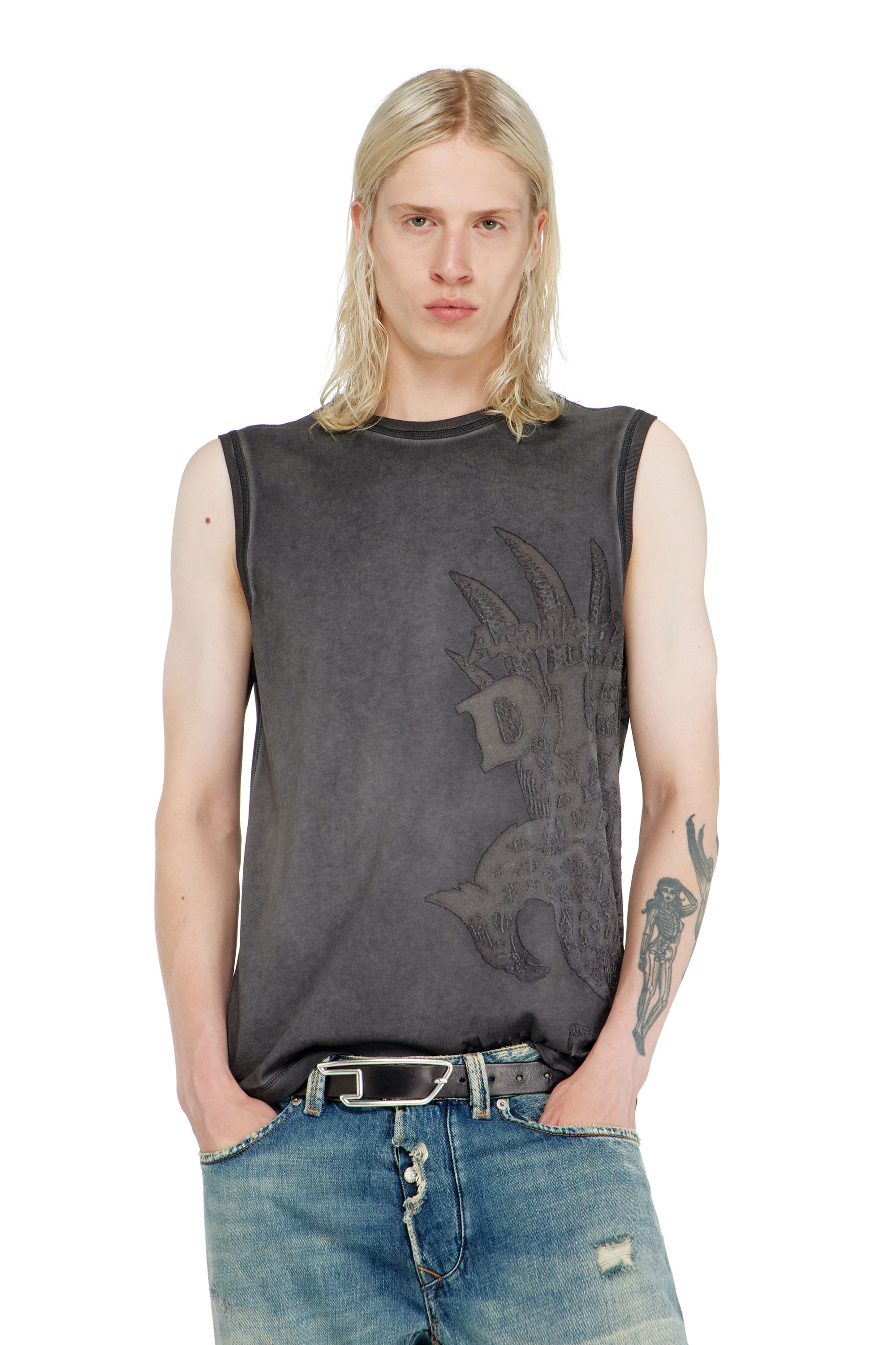 Diesel - T-RAWBISCO, Man's Sleeveless jersey top with embossed graphics in null - 1