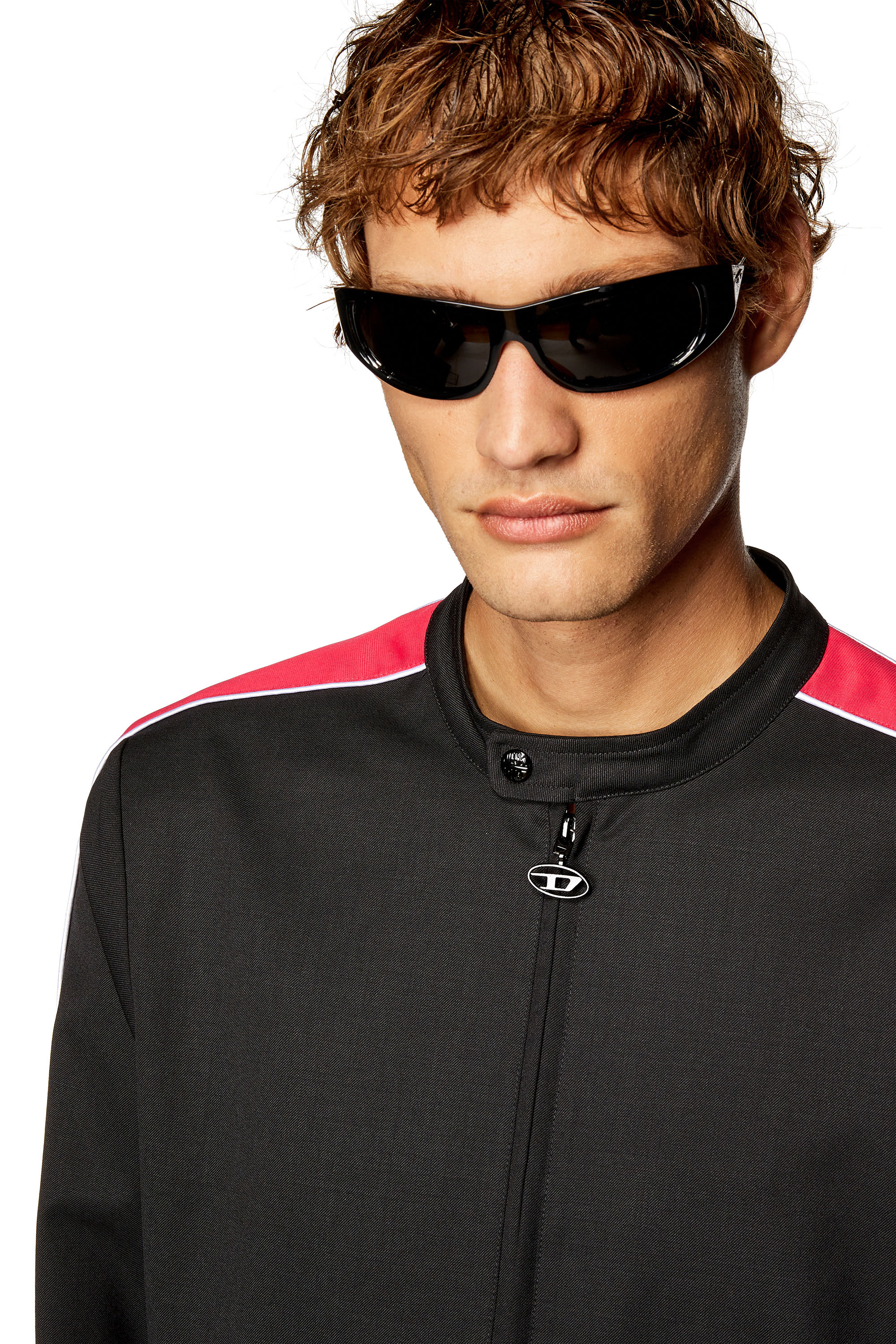 Diesel - J-DEVLIN, Man Biker jacket in cool wool and tech jersey in Multicolor - Image 5
