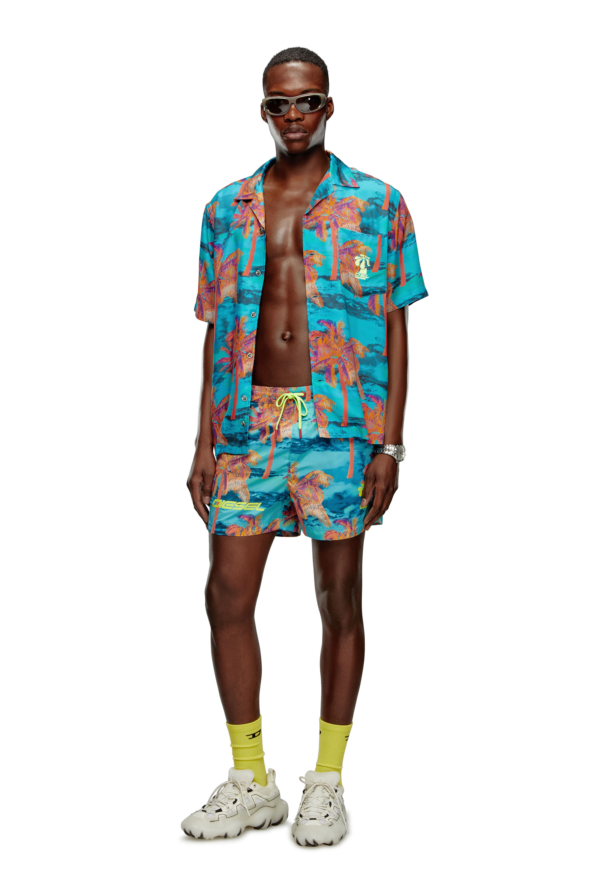 Mid-length printed swim shorts