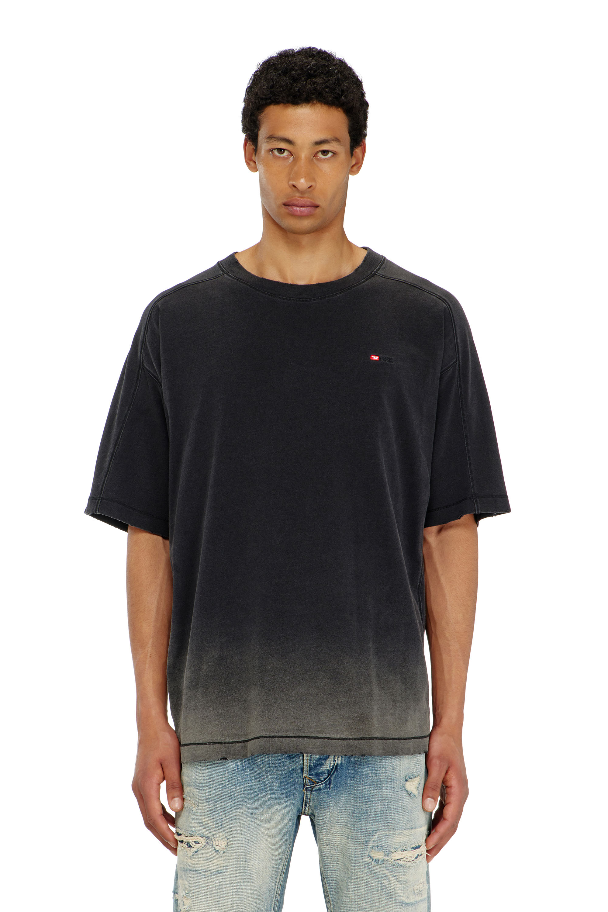 Diesel - T-CROX, Man's Cotton T-shirt with degrad&eacute; effect in null - 5