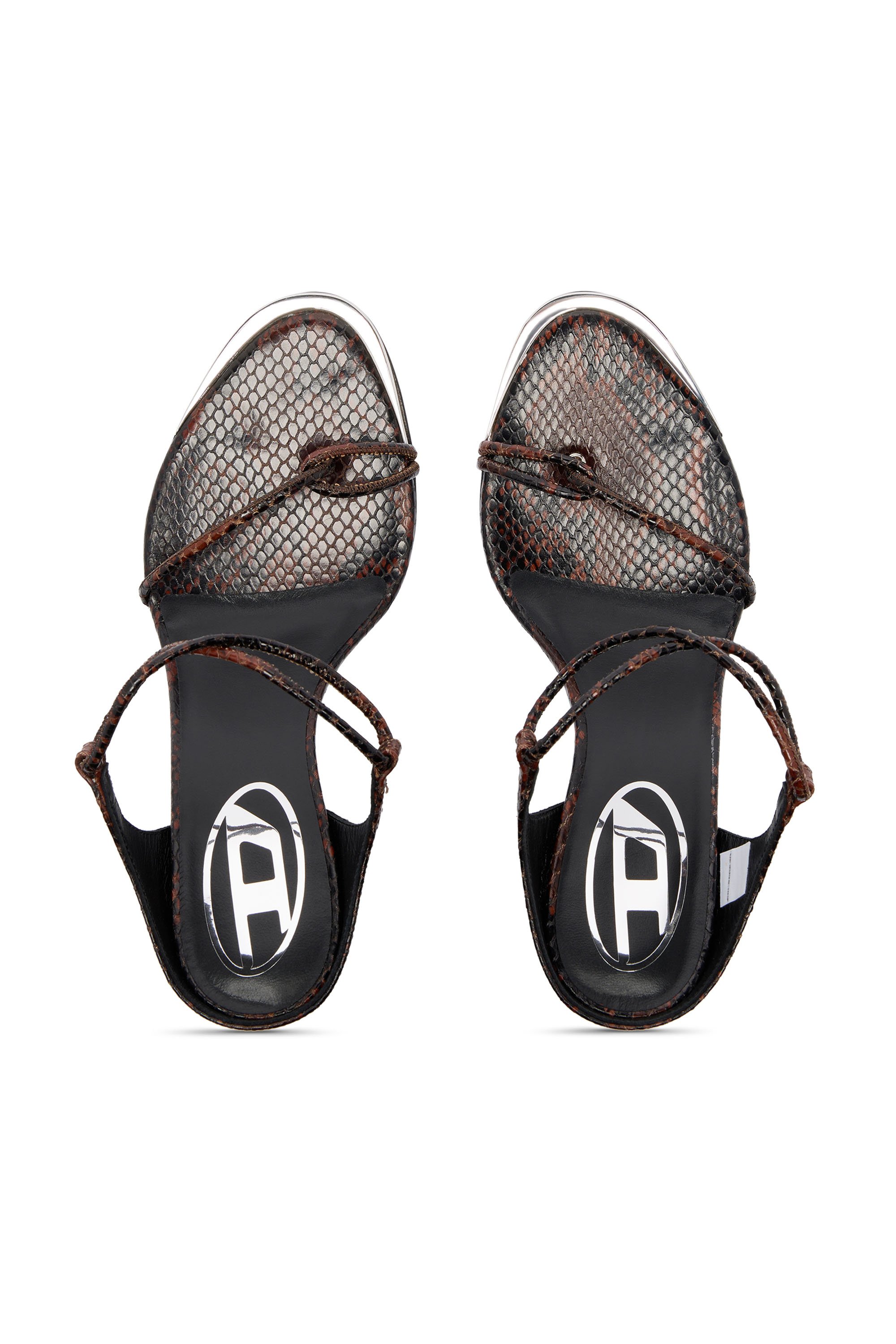 Diesel - D-DIAM'S INFRA LACE 90, Woman's D-Diam's-Thin cord sandal in croc-effect leather in Brown - 4