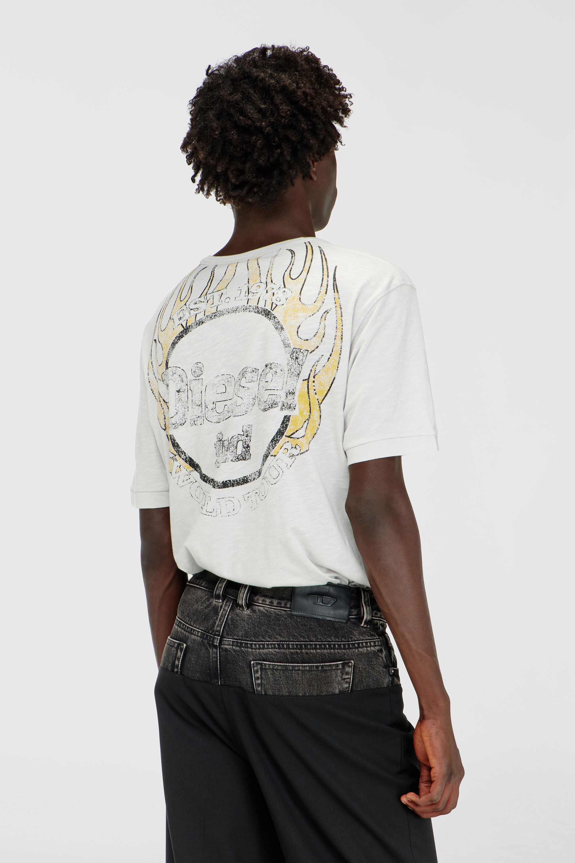 Diesel - T-ADJUST-B11, Man's T-shirt in slub jersey with crack print in null - 3