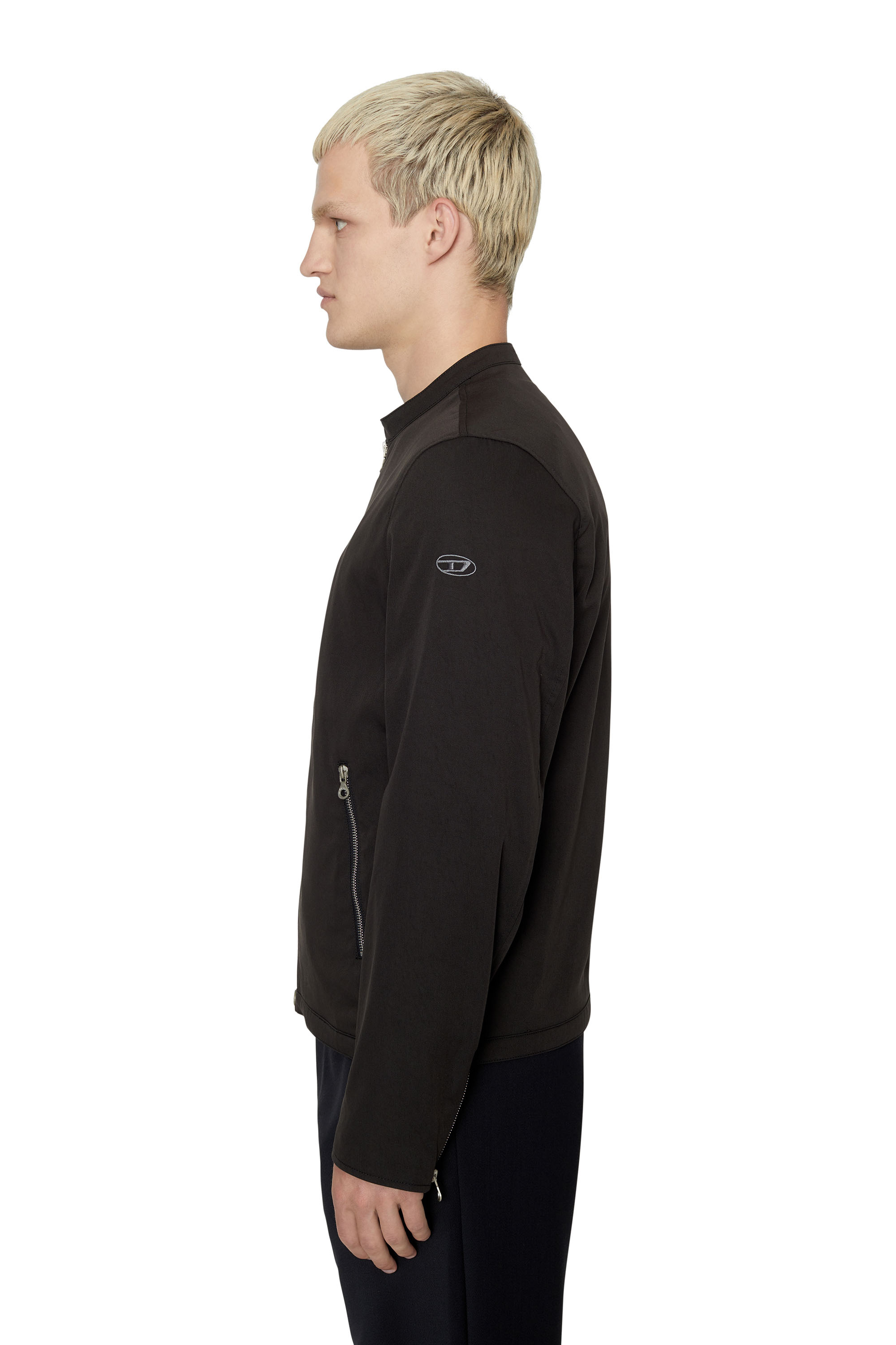 Diesel - J-GLORY-NW, Man Biker jacket in cotton-touch nylon in Black - Image 6