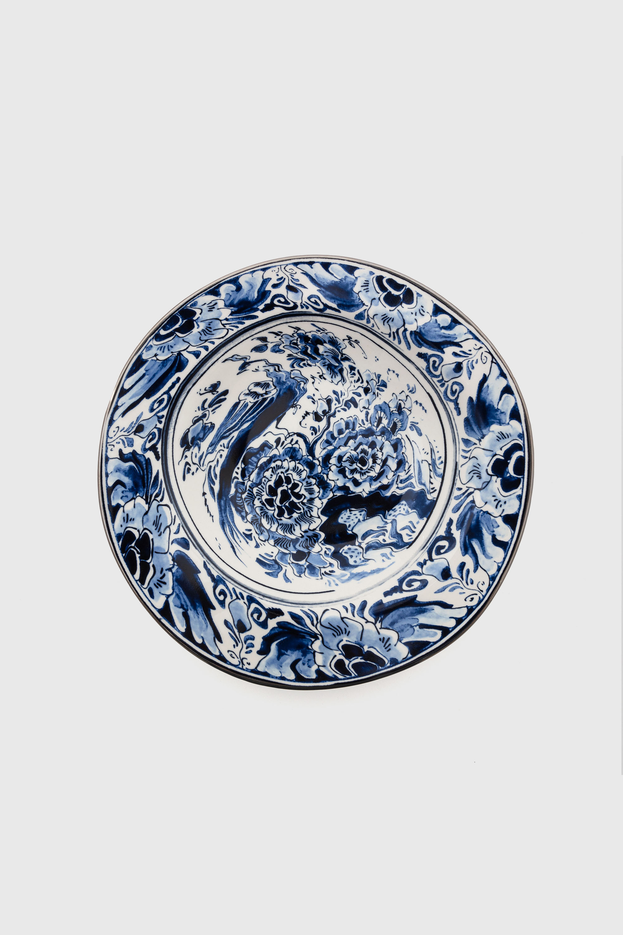 Diesel - 11222 SOUP PLATE IN PORCELAIN "CLASSIC O, Unisex's Pocelain soupe plate in White/Blue - 1