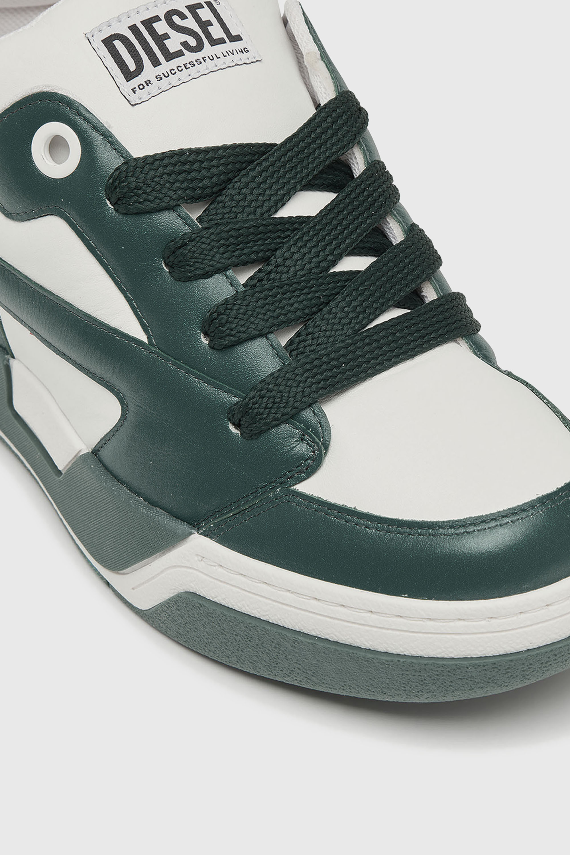 Diesel - S-D-OLLIE LOW, Man's D-Ollie-Sneakers in colour-block leather in White/Green - 6