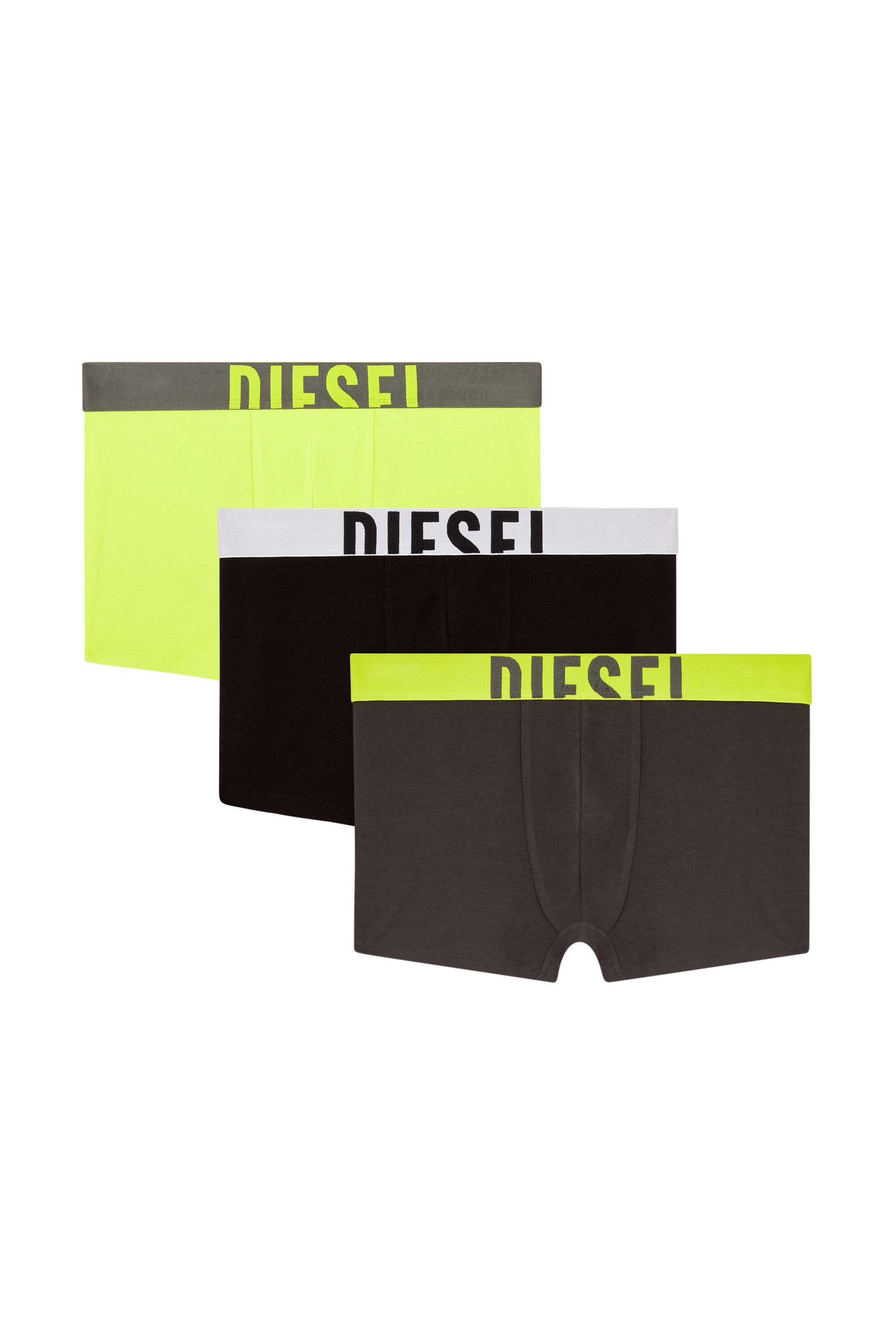 Diesel - DAMIEN-D-POP-3PACK-40, Man's Three-pack boxer briefs in stretch cotton in Grey/Green - 1