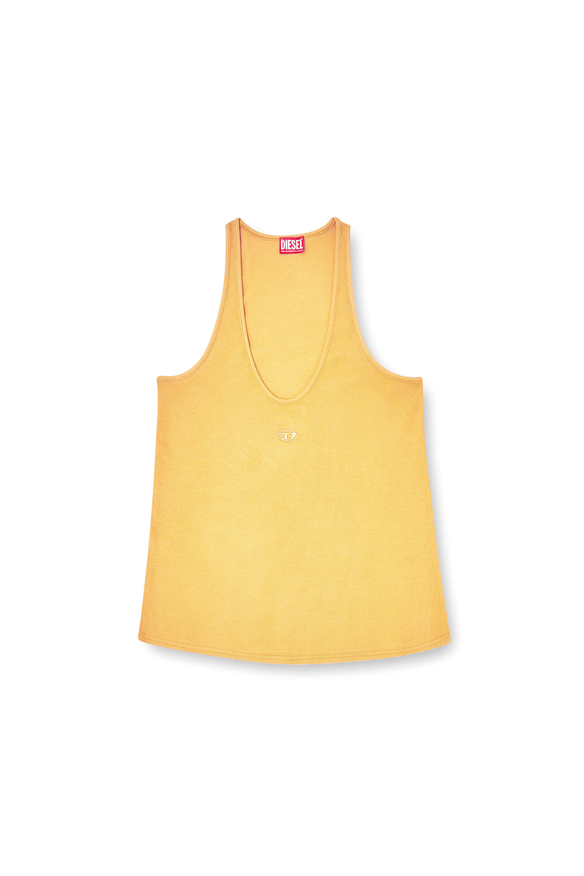 Diesel - T-IPSYA-LKDS, Woman's Ribbed tank with Oval D in Orange - 2
