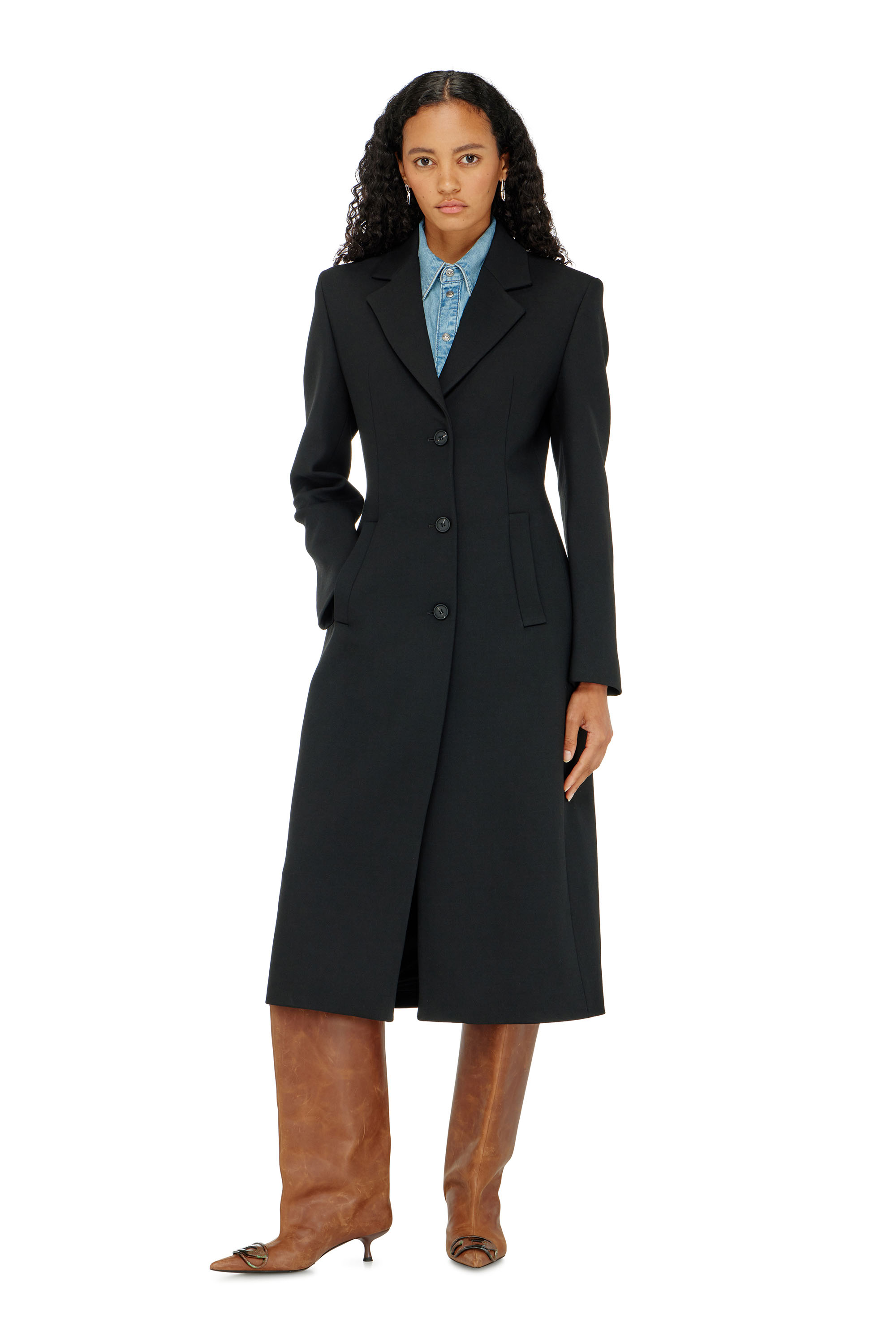 Diesel - G-ALLAN, Woman's Long hourglass coat in Black - 3