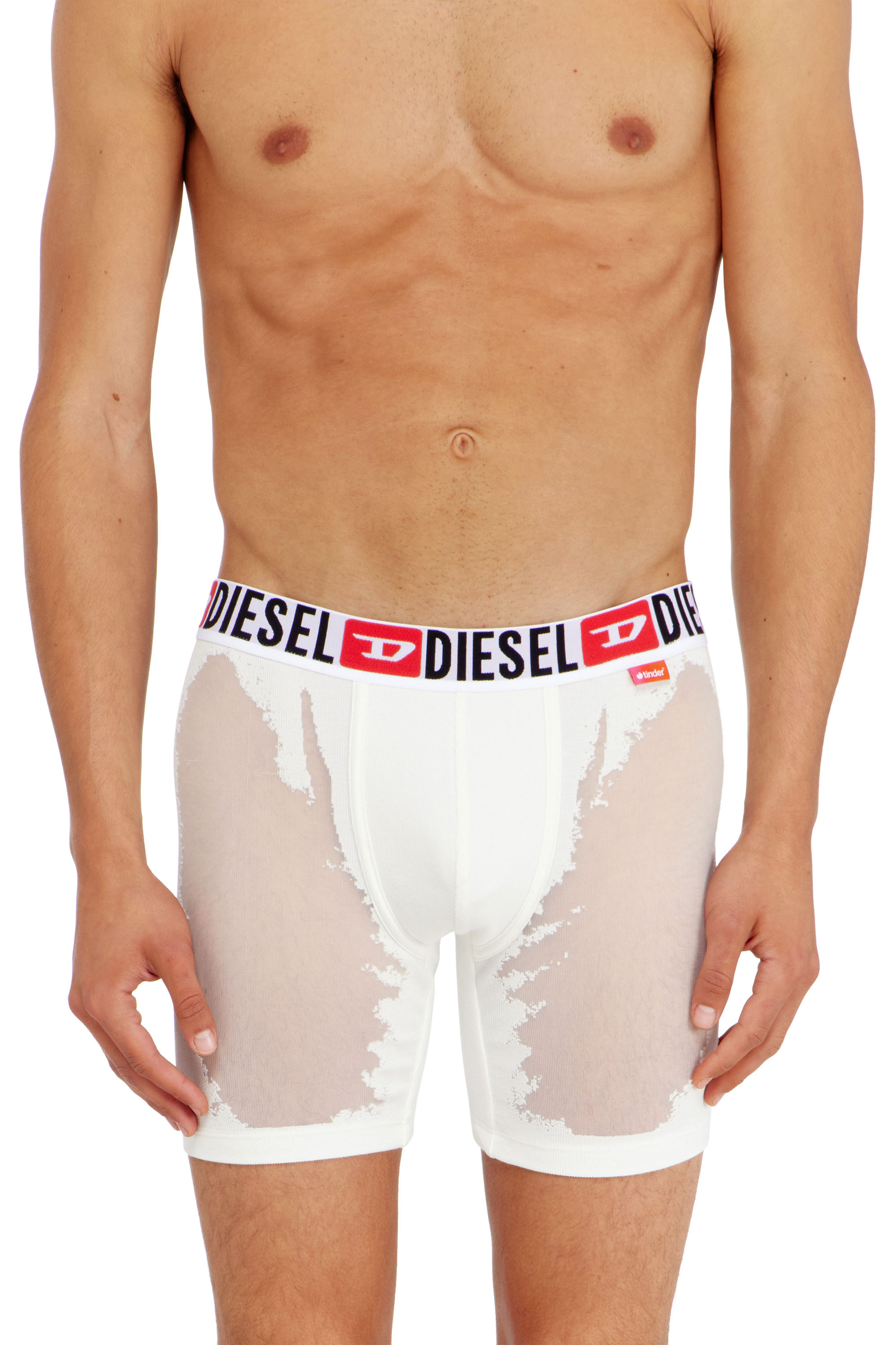 Diesel - PR-MAX-D-CORE, Man's Boxer briefs with sheer devor&eacute; effect in White - 3