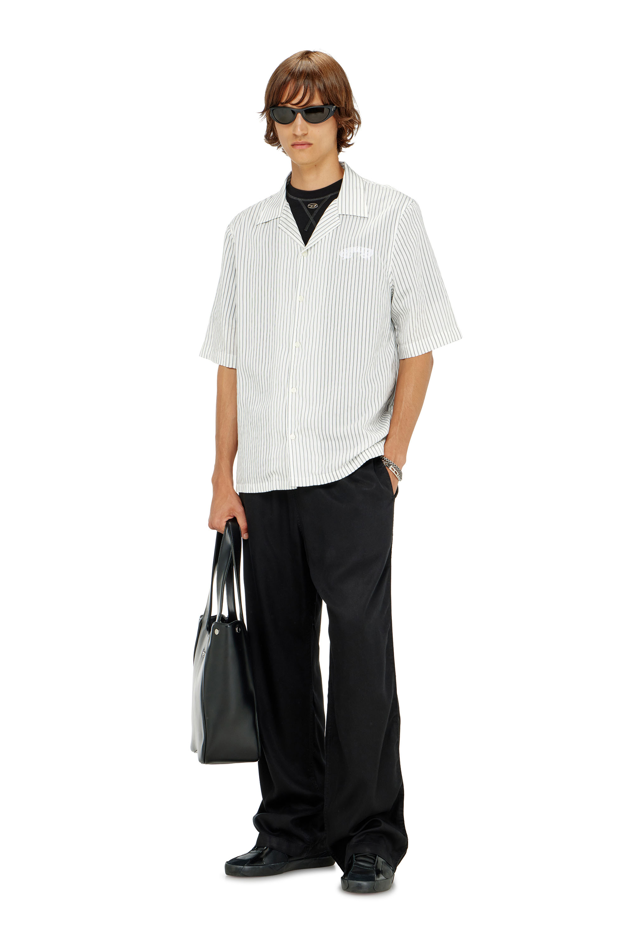 Diesel - P-DREYER-C, Man's Drawstring pants in faded twill in Black - 2