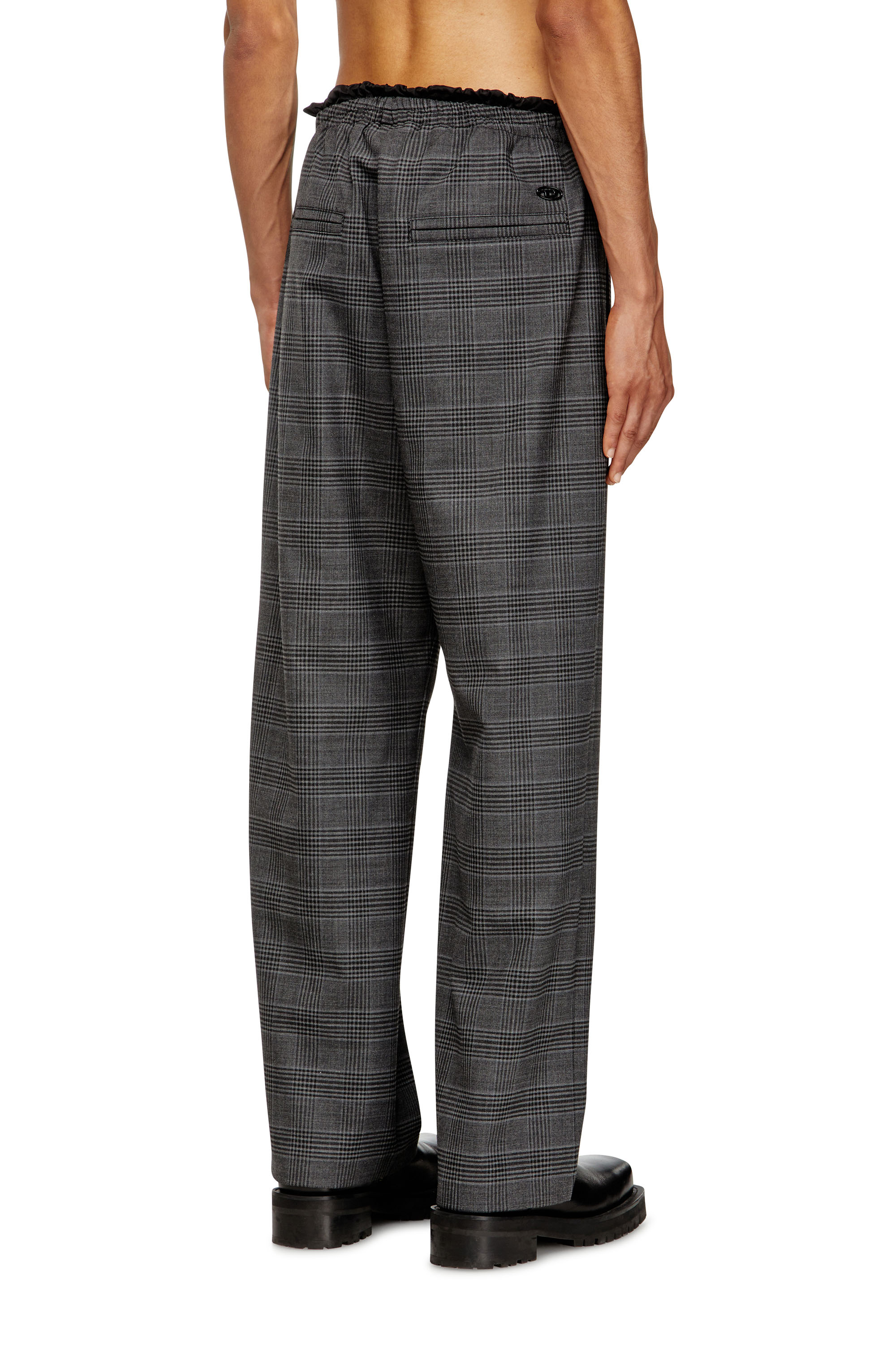 Diesel - P-TILSON, Man's Wool pants with a drawstring waist in Black/Grey - 4