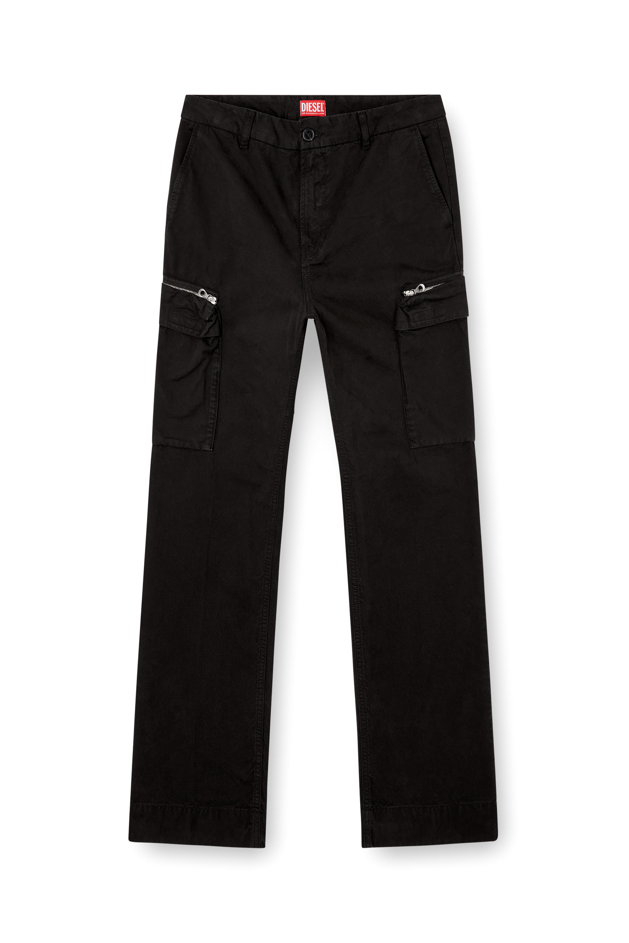 Diesel - P-YE, Man's Pants in faded peachskin twill in Black - 3