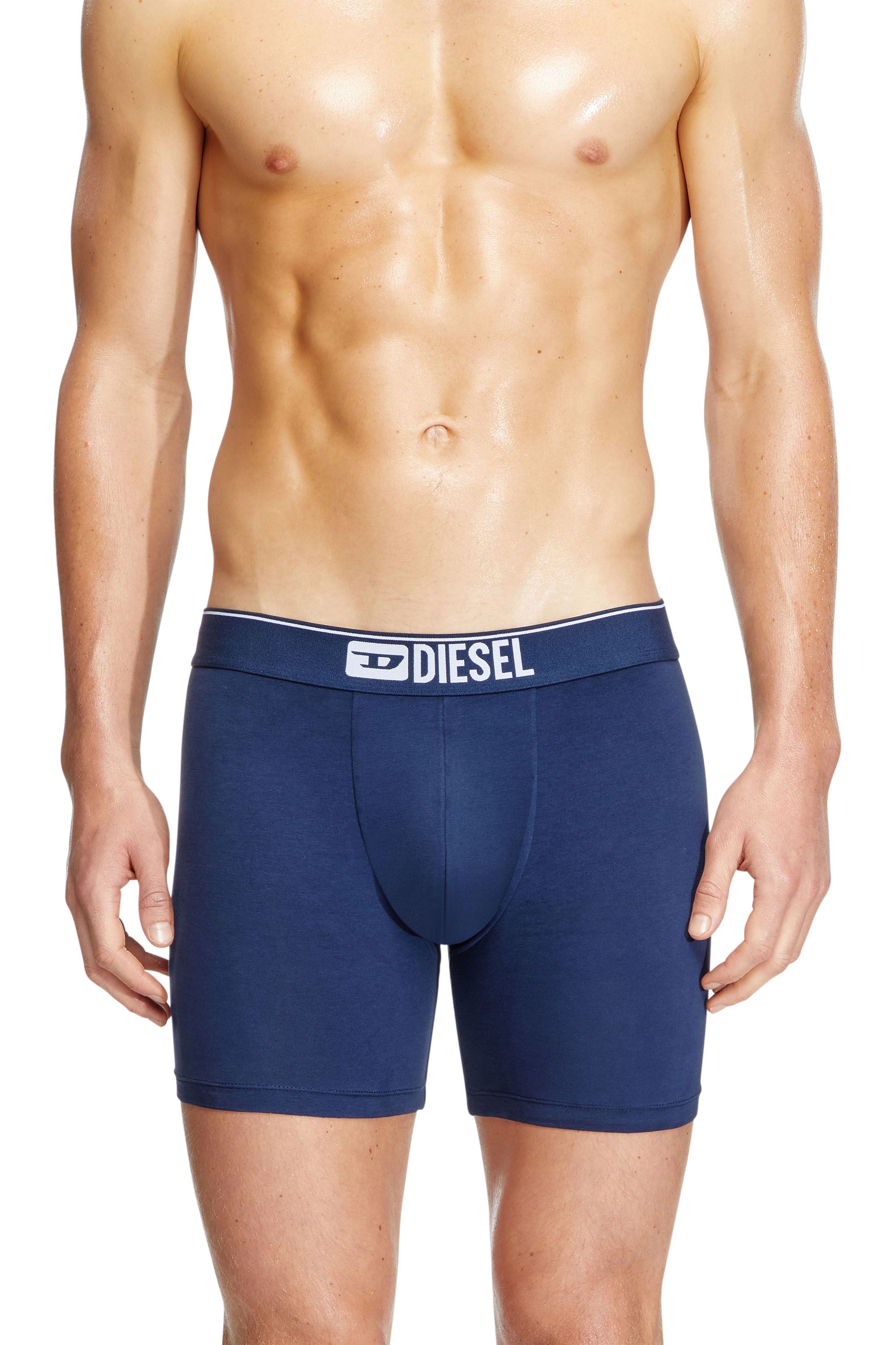 Diesel - MAX-3PACK, Man's Three-pack stretch cotton boxer briefs in Blue/Black - 2