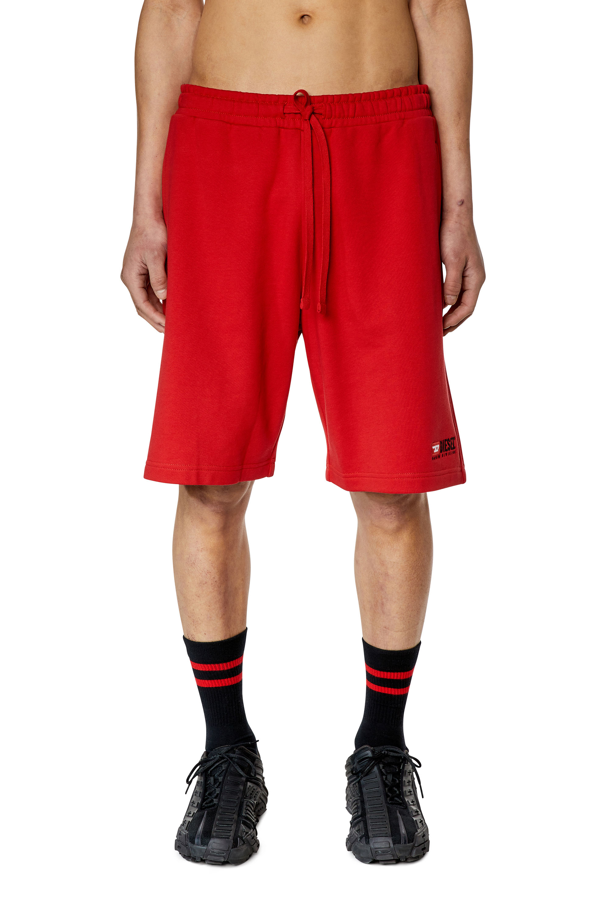 Diesel - P-CROWN-DIV, Man's Sweat shorts with embroidered logo in Red - 1