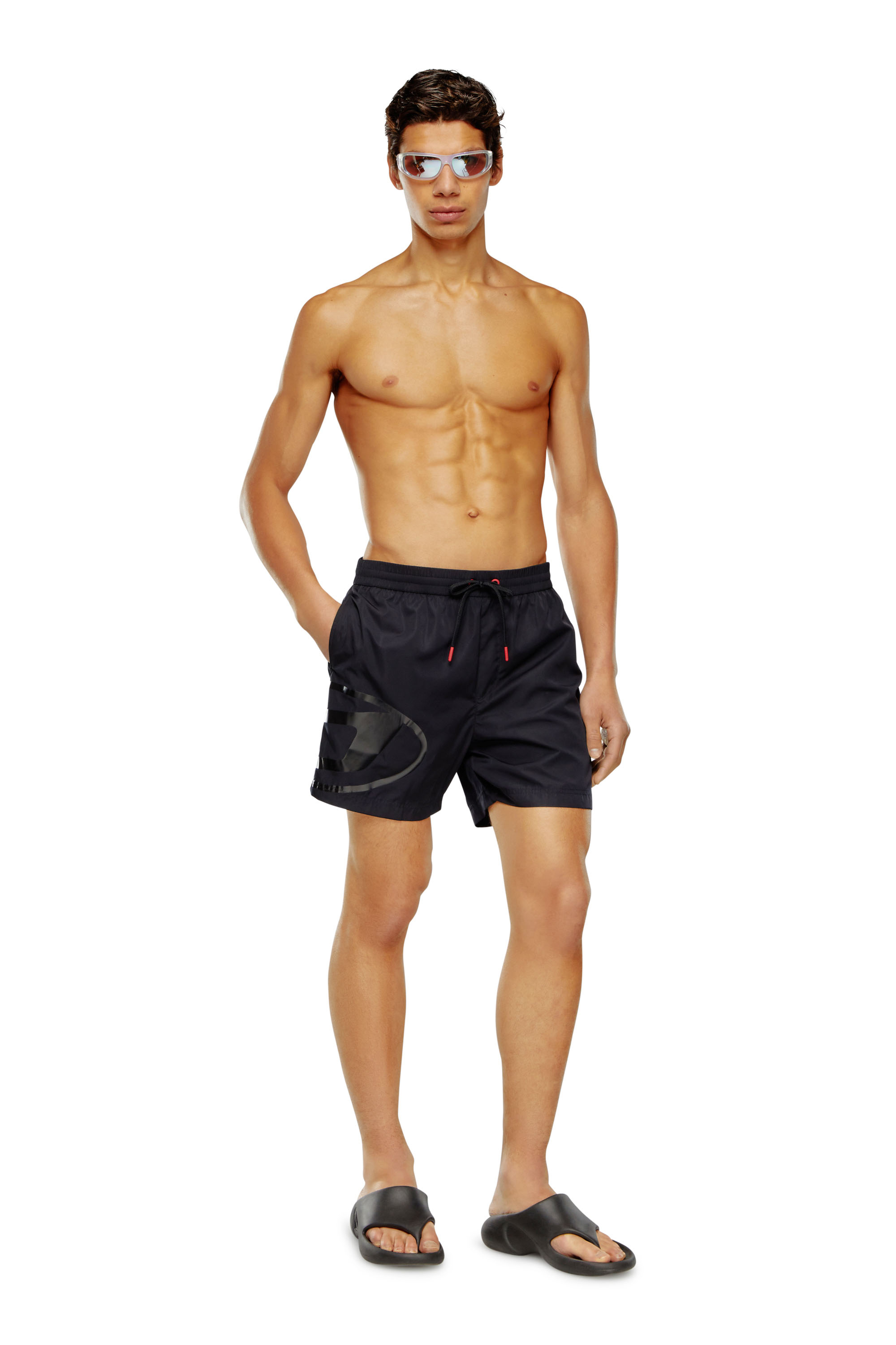 Swim shorts with shiny Oval D logo