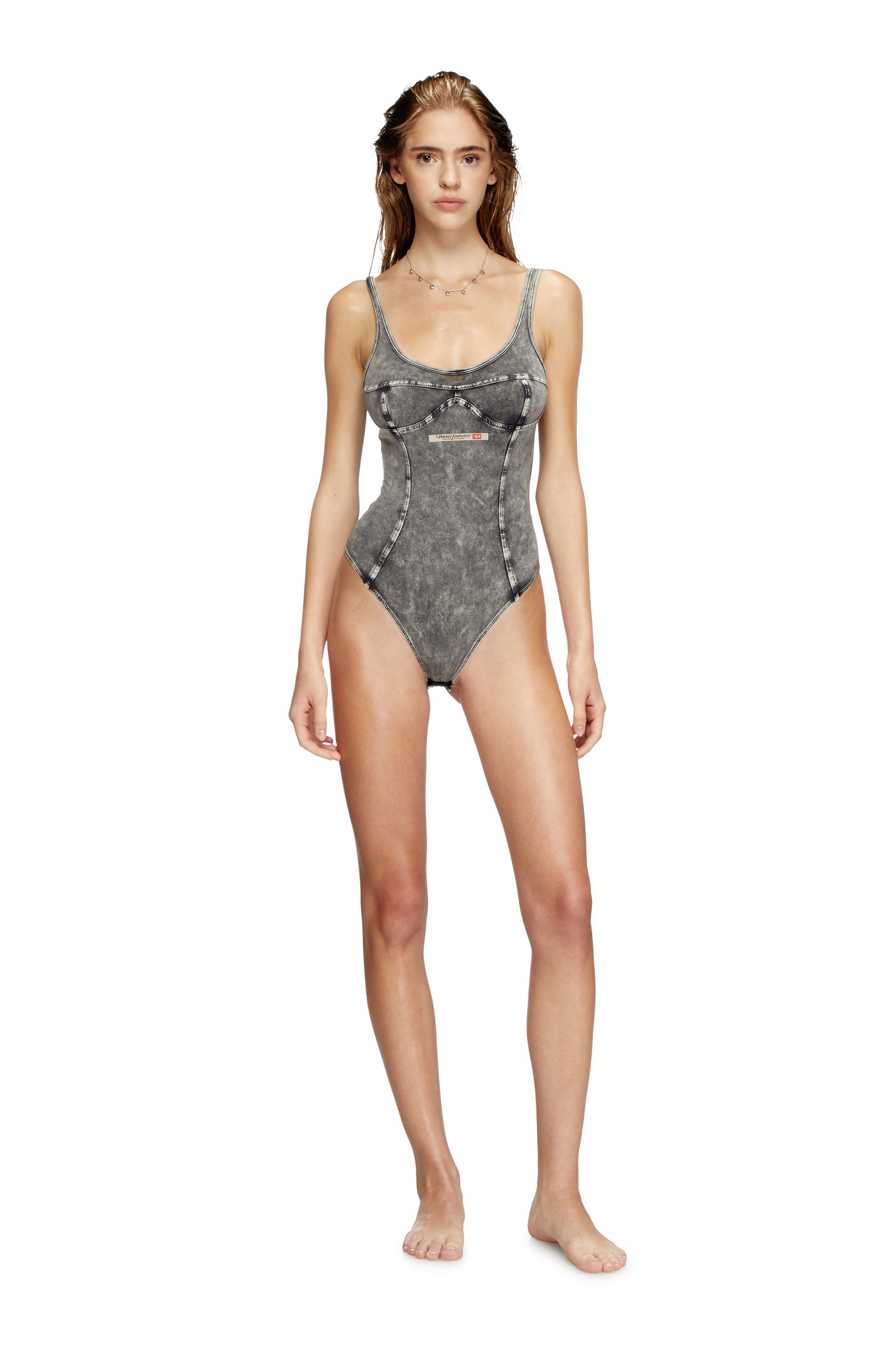 Diesel - UFBY-DENIM-CAMI-BODYSUIT, Dark grey - Image 2