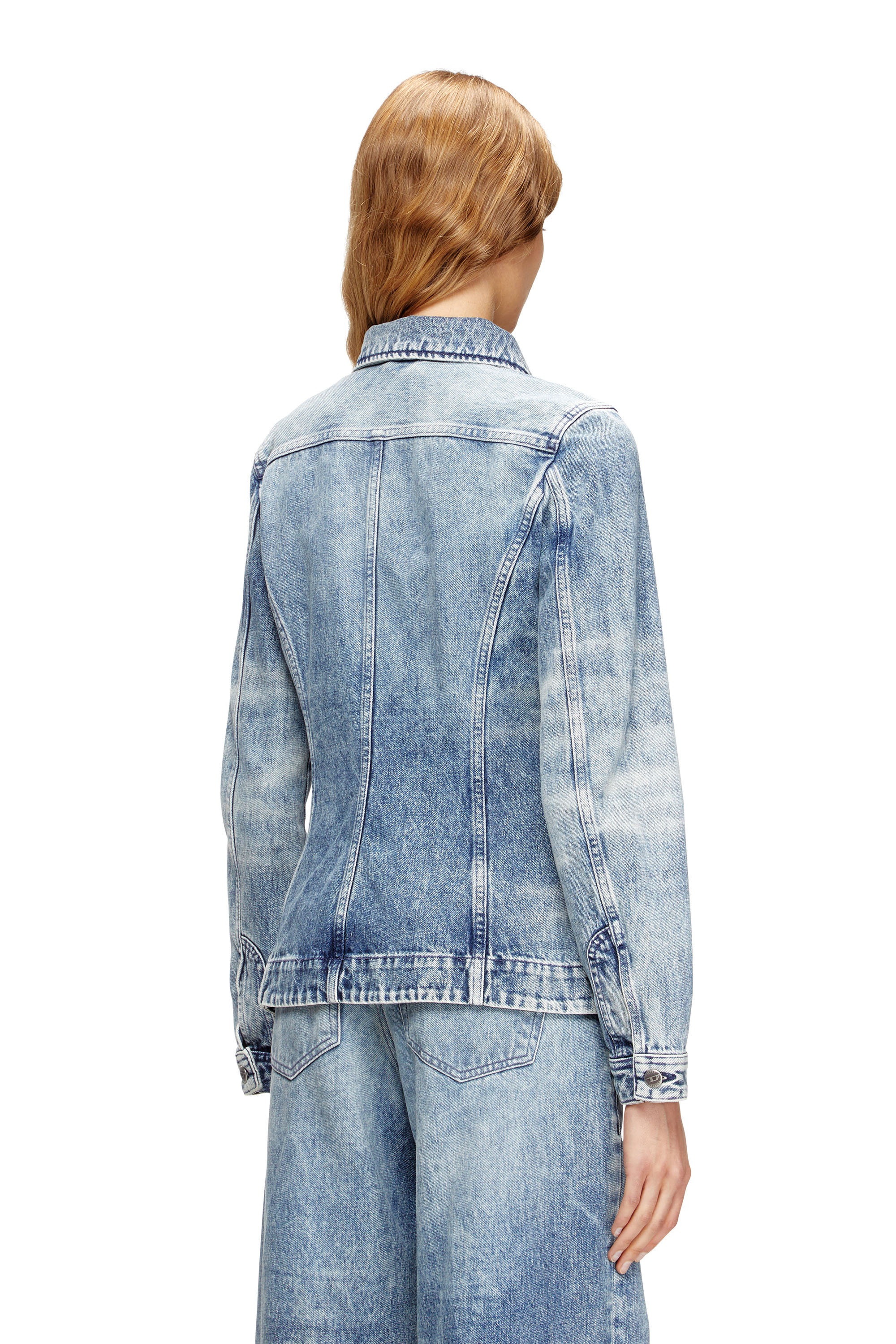 Diesel - DE-KATERIN-FSH, Woman's Fitted jacket in lasered cotton-hemp denim in Light Blue - 4