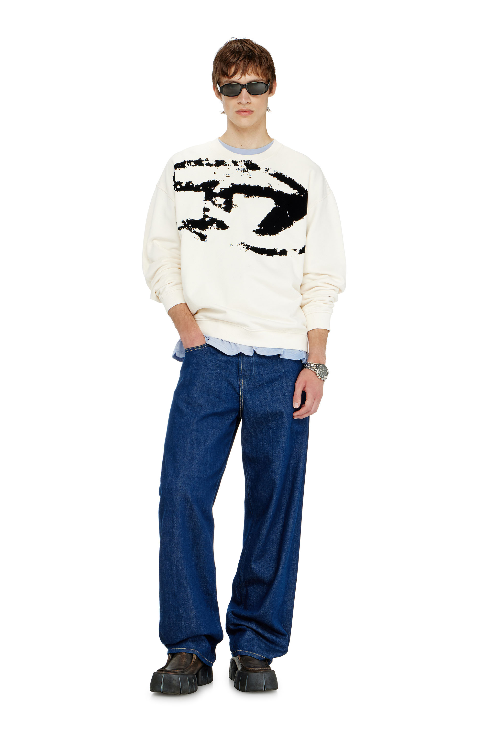 Diesel - S-BOXT-N5, Man's Cotton sweatshirt with flocked Oval D in null - 2