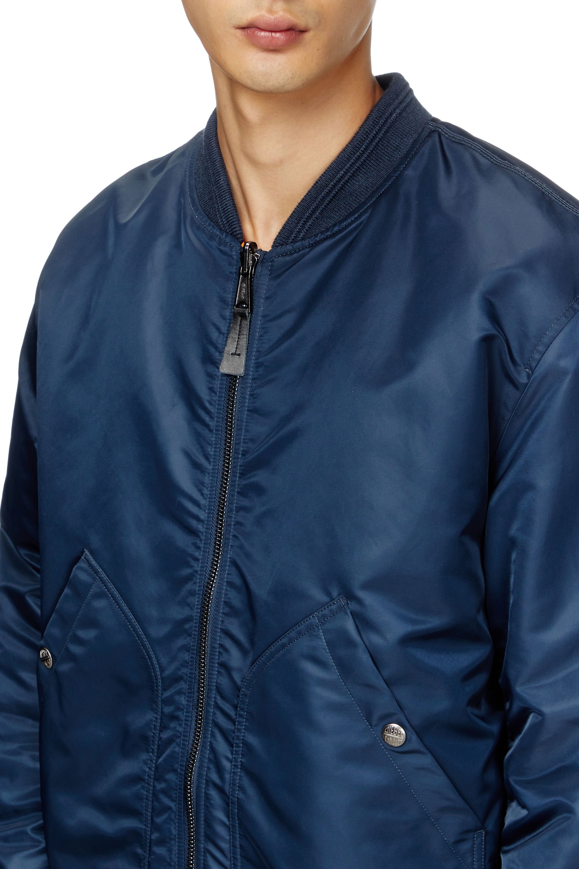 Diesel - J-HELD, Man's Bomber in padded nylon with Oval D in Blue - 5