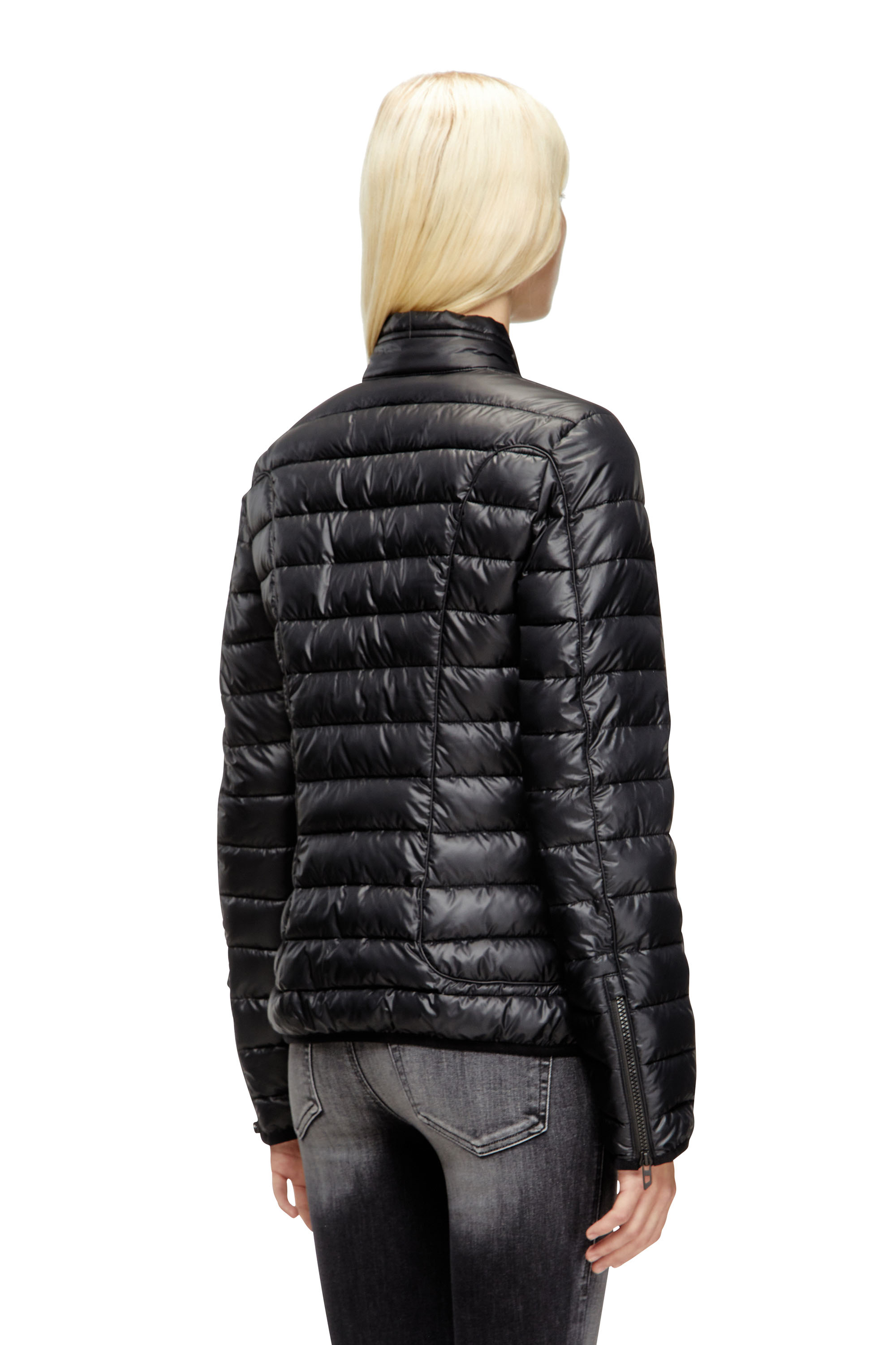 W-PILOT-FEM, Black Diesel - W-PILOT-FEM, Woman's Puffer jacket with biker details in Black - 4