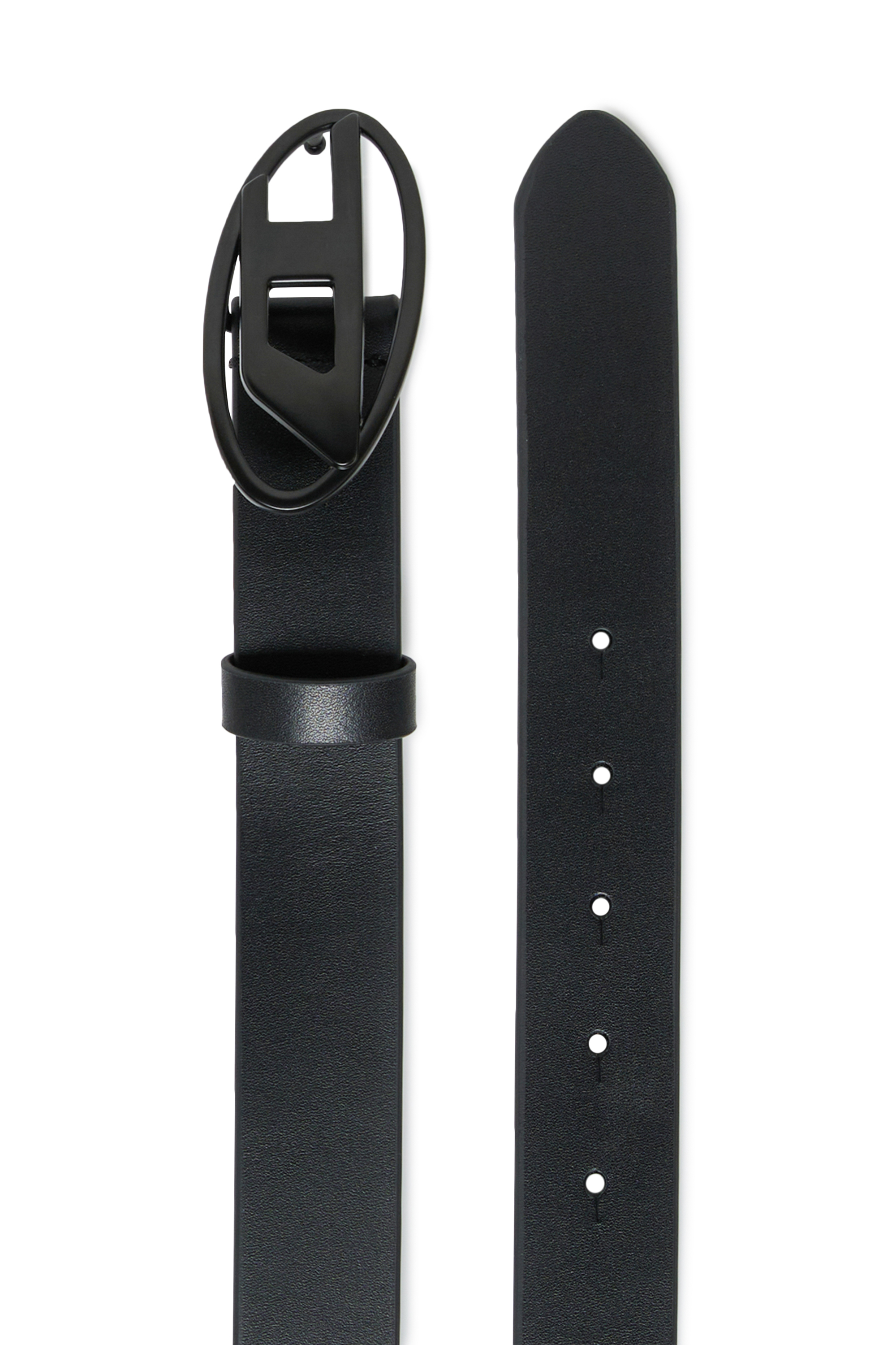 Diesel - B1DRN, Unisex's 3 cm leather belt with Oval D buckle in Black - 2