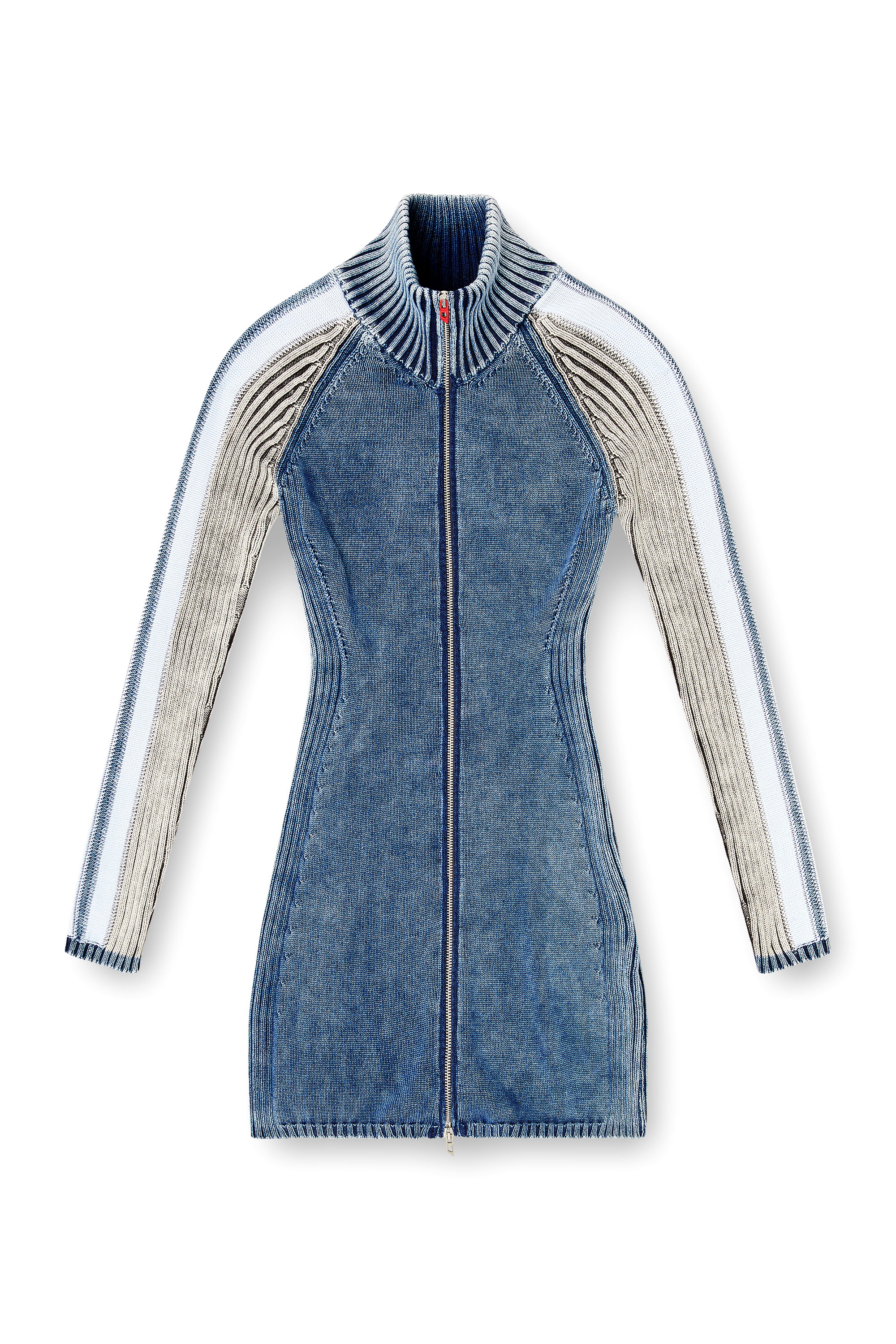 Diesel - M-ESTELLE, Woman's Turtleneck short dress in indigo knit in null - 2