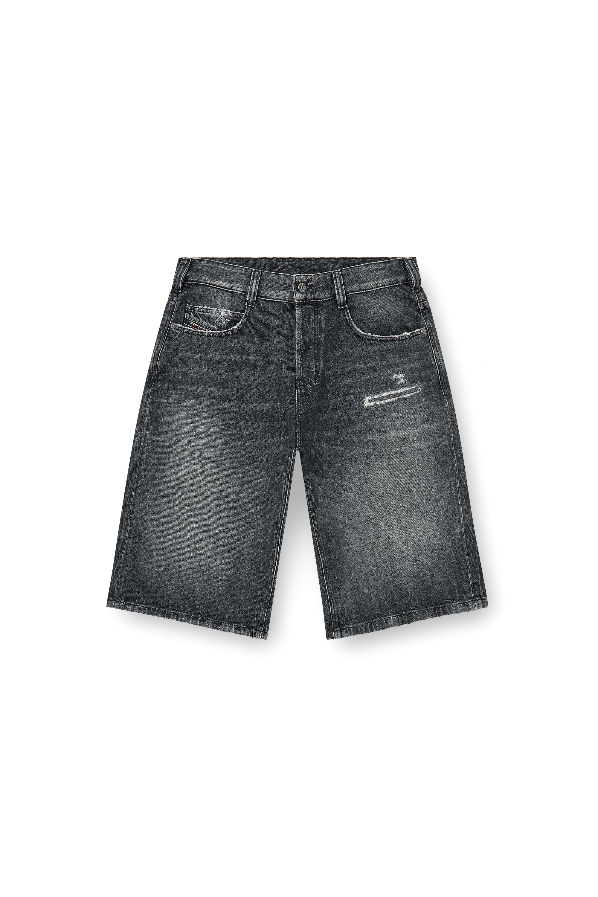 Diesel - D-ENIM-M-SHORT, Unisex's Denim relaxed shorts with abrasions in Dark grey - 3