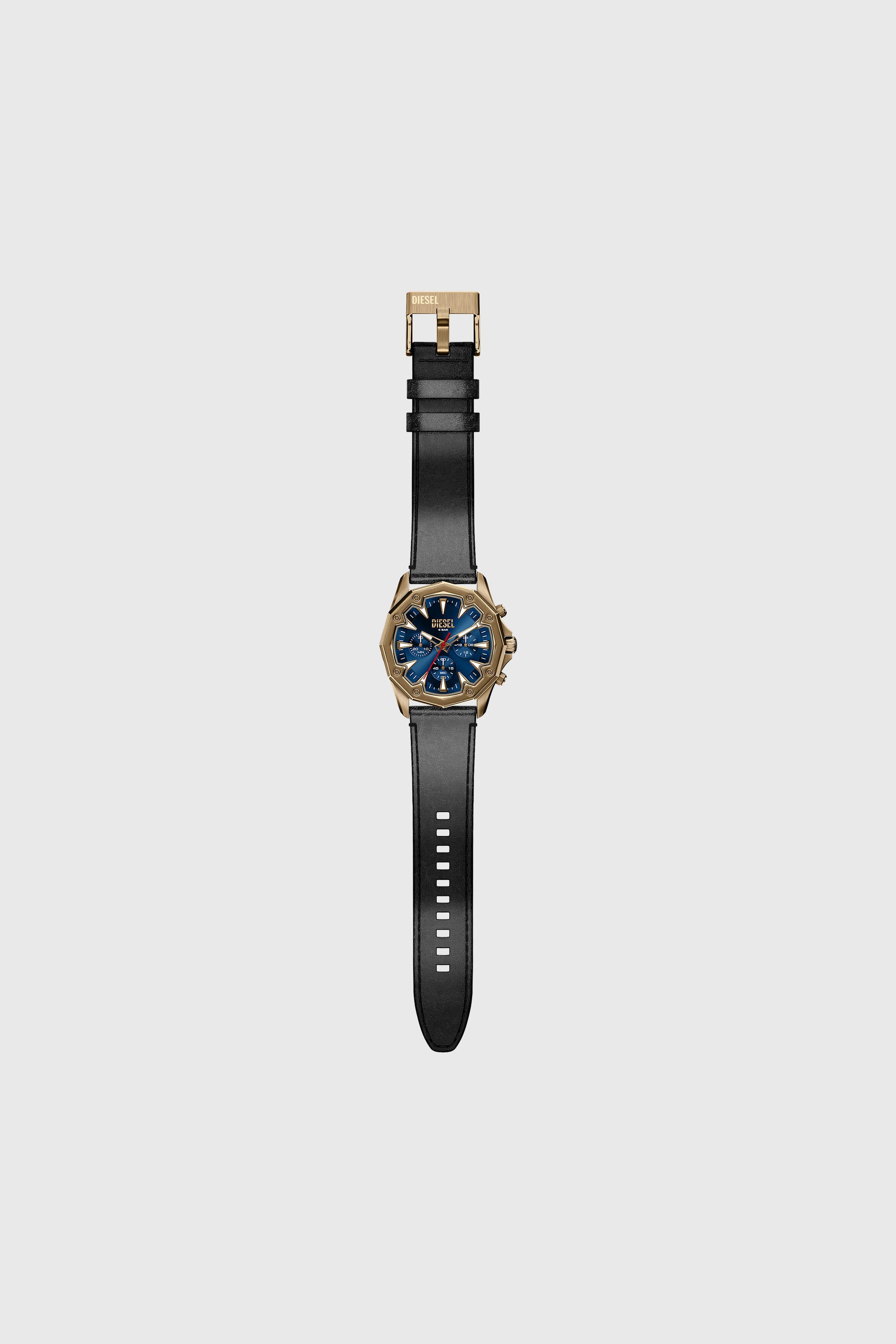 Diesel - DZ4733 WATCH, Man's Stinger antique gold-tone leather watch in Black - 2