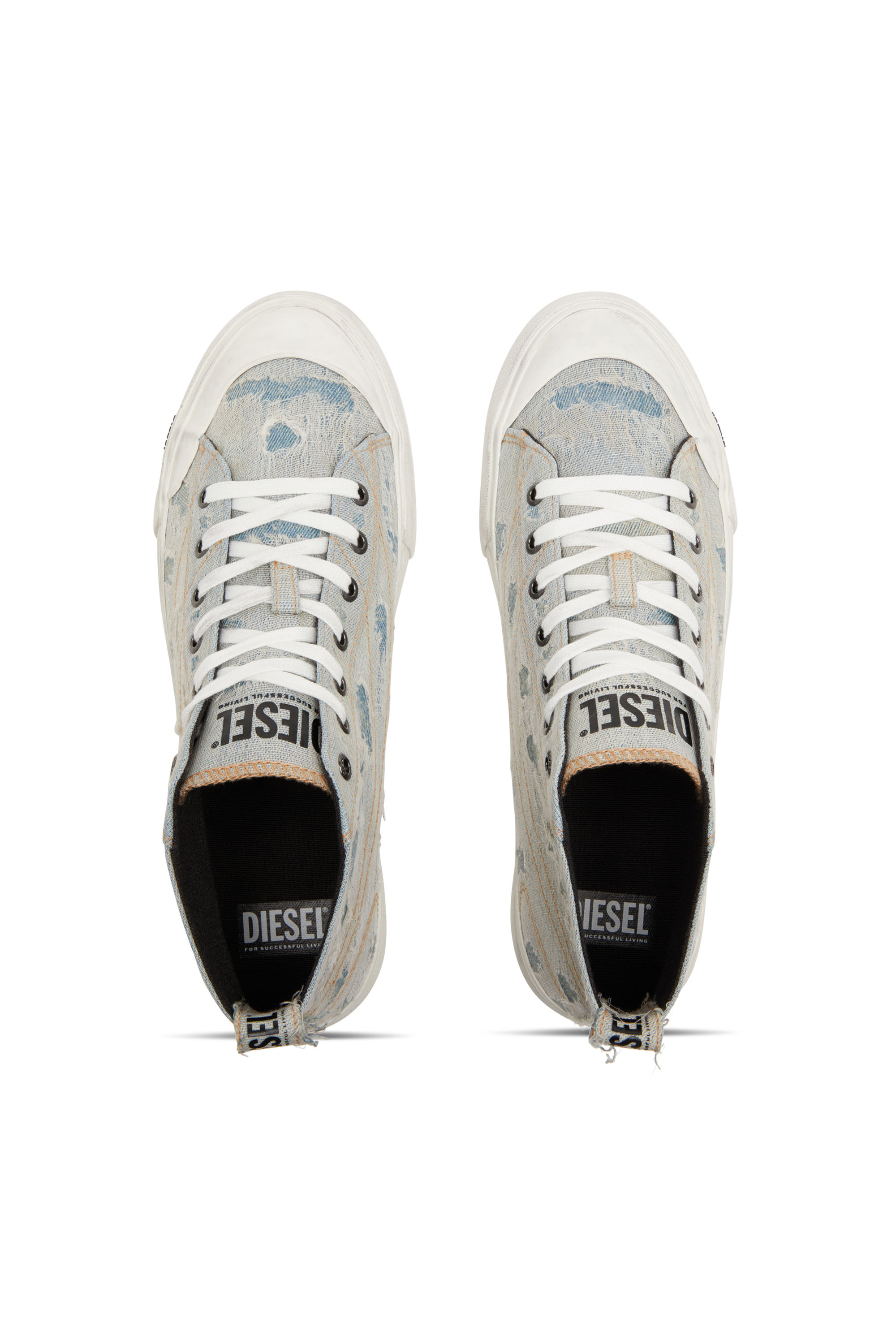 Diesel - S-ATHOS MID, Man's S-Athos-High-top sneakers in denim and gauze in Light Blue - 5