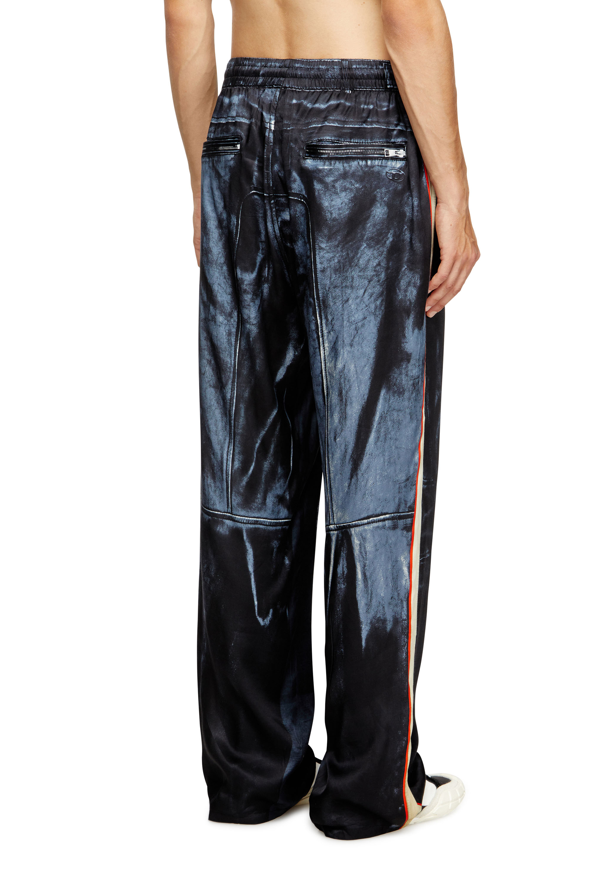 Diesel - P-THECKS-NMAN, Man's Viscose trousers with biker print in Black/Blue - 4