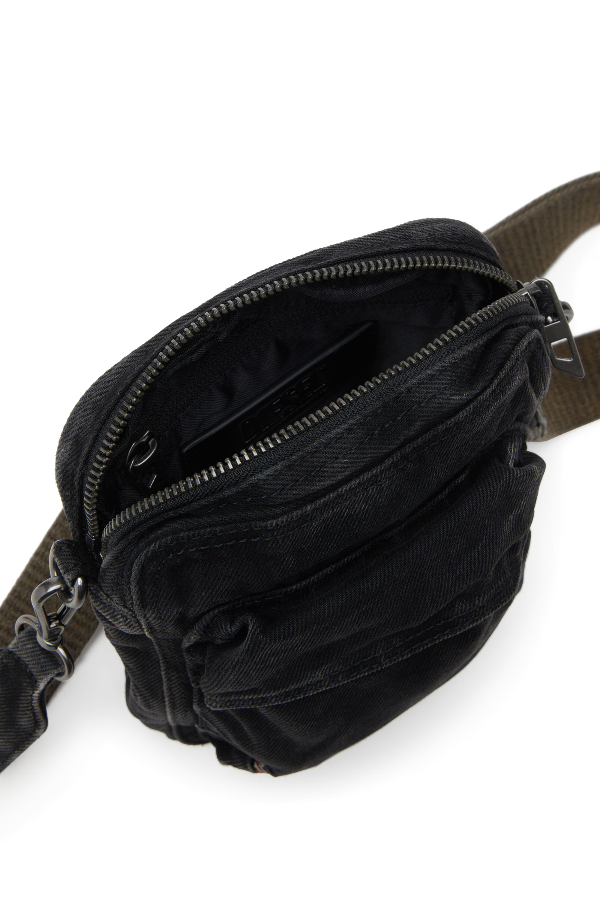 Diesel - MULTI-PKTS CROSSBODY X, Man's Multi-Pkts-Crossbody bag in washed denim in Black - 5