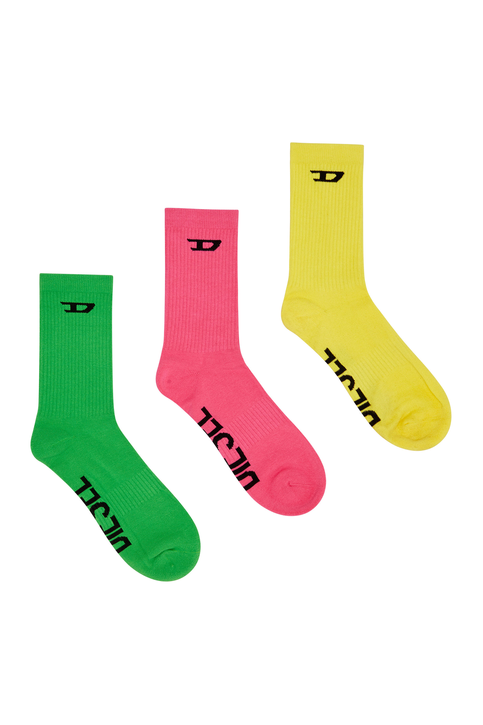 Three-pack ribbed socks with D logo