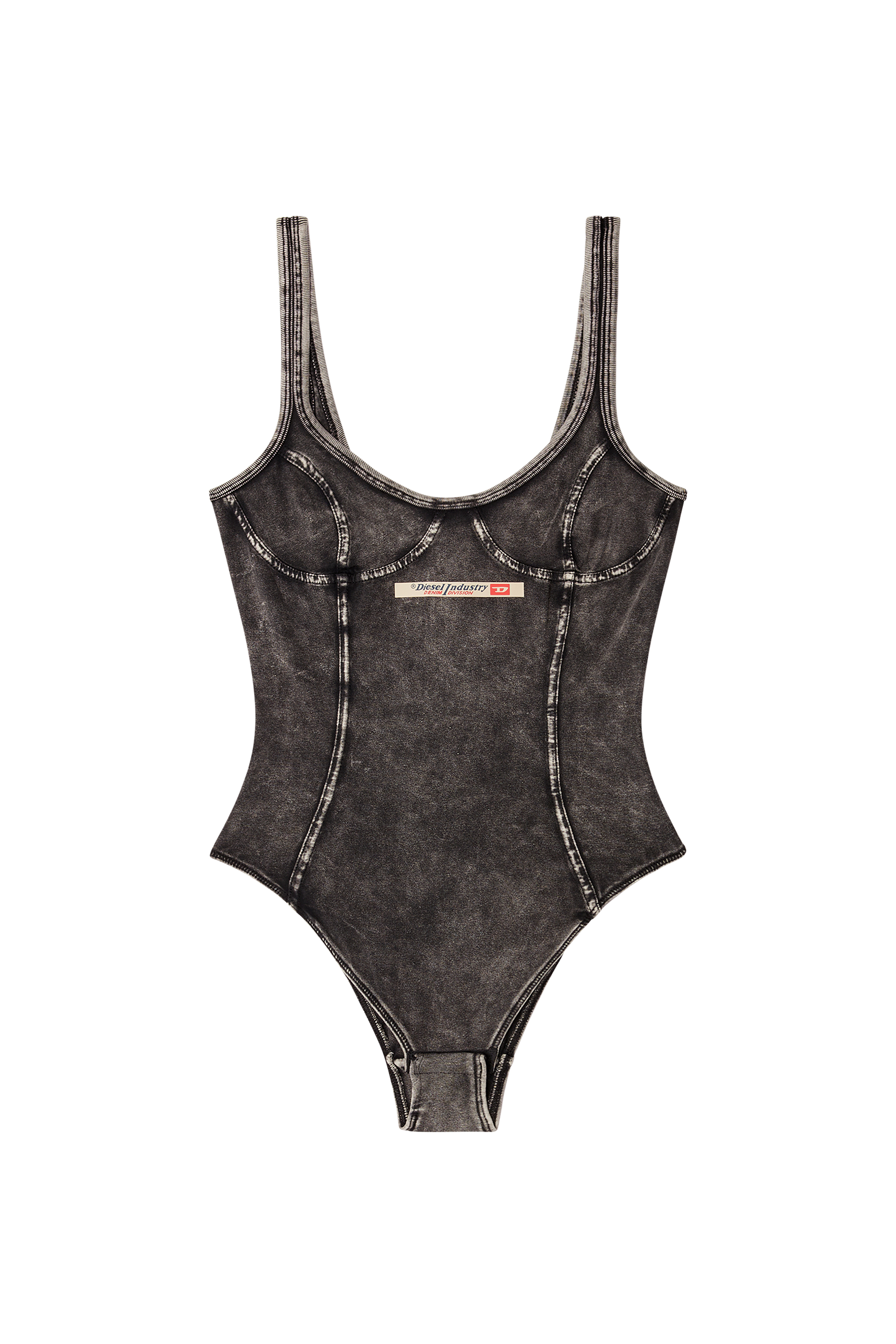 Diesel - CAMI-DNM, Woman's Bodysuit in denim-effect jersey in Black - 4