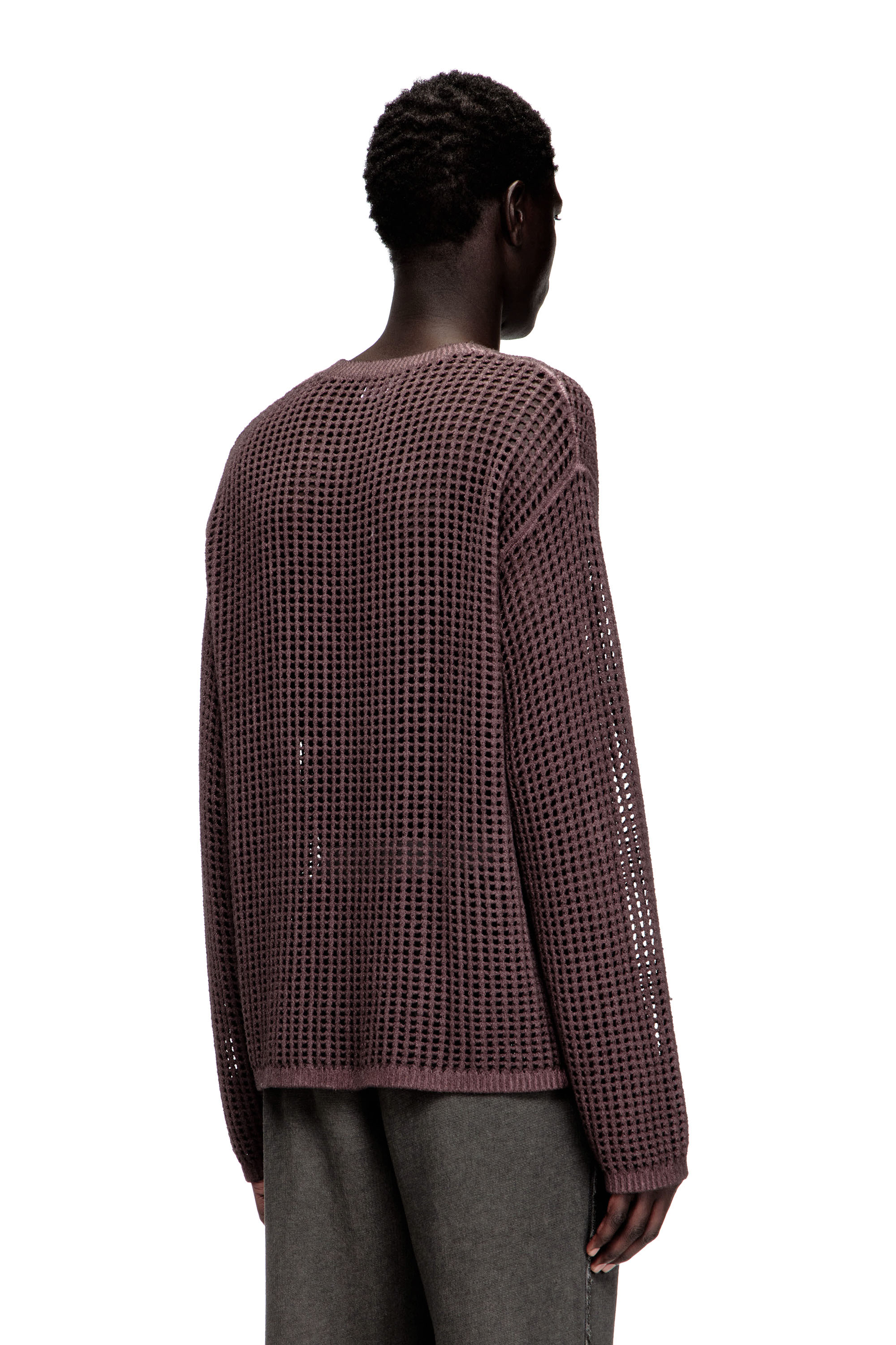Diesel - K-ROCH, Man's Long-sleeve mesh-knit top in Violet - 4
