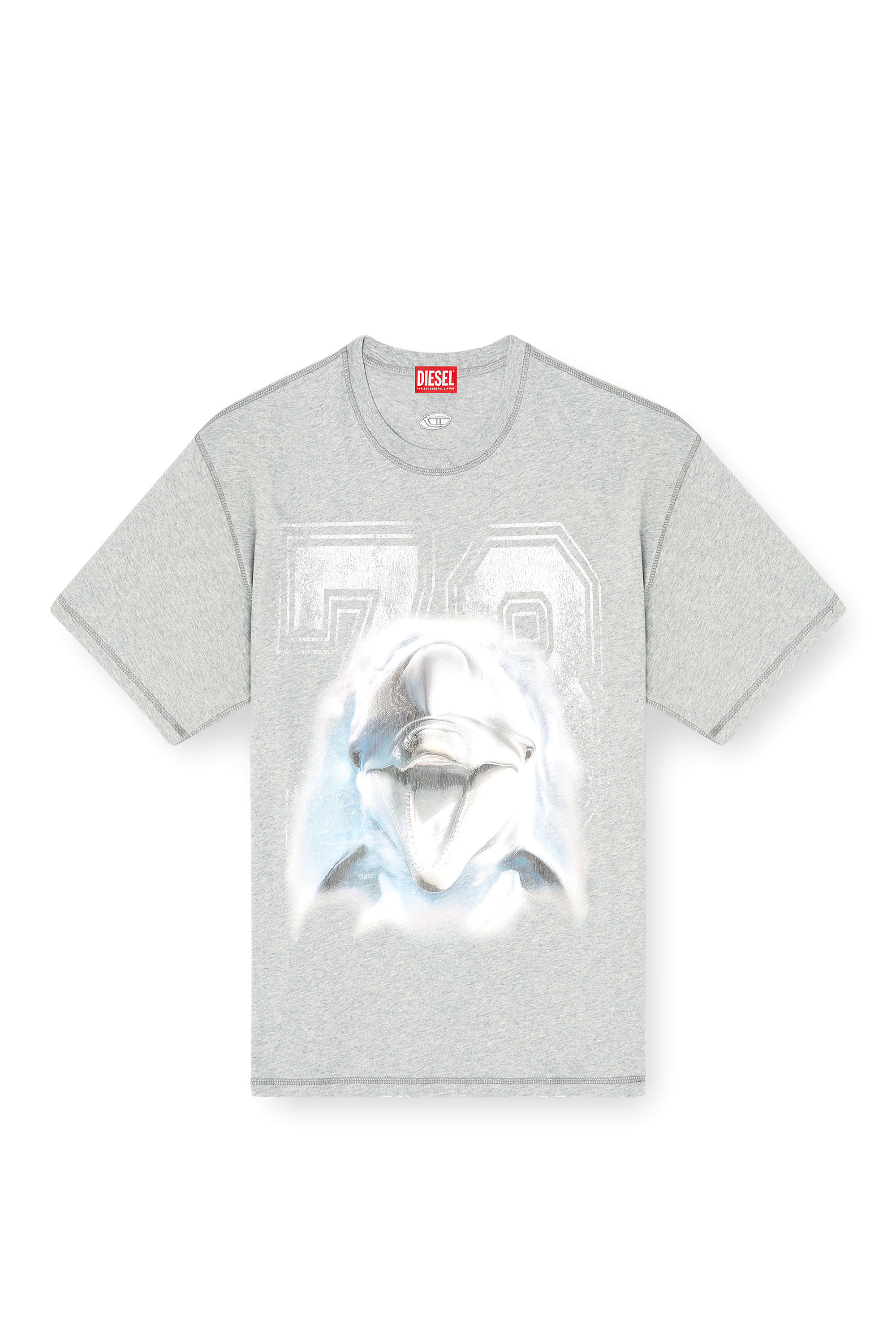 Diesel - T-BOXT-DOLPHIN, Man's Relaxed T-shirt with dolphin graphic in Grey - 3
