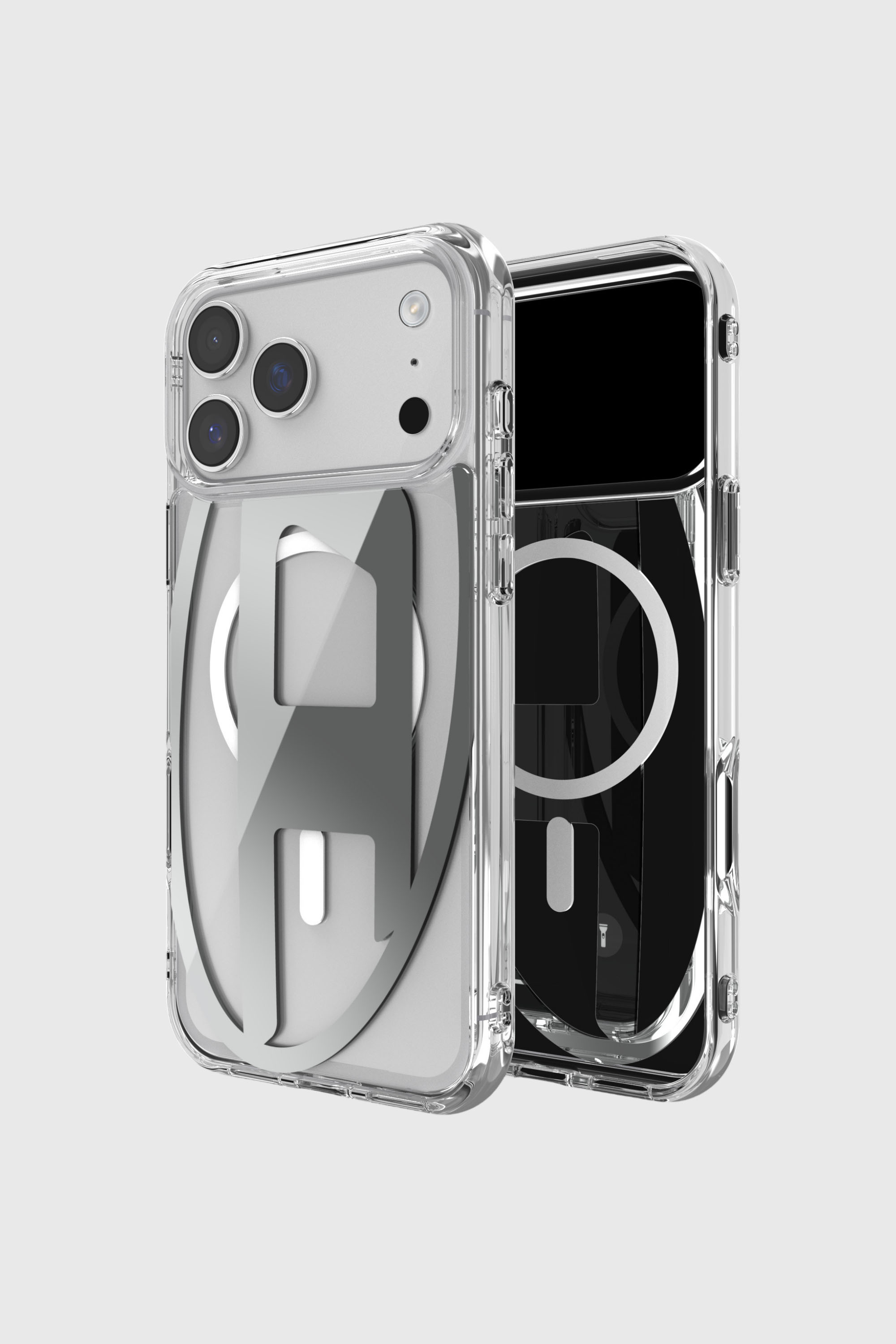 Diesel - 60414 AOP CASE, Unisex's Oval D metallic case with magsafe for iPhone 17 Pro Max in Grey - 1