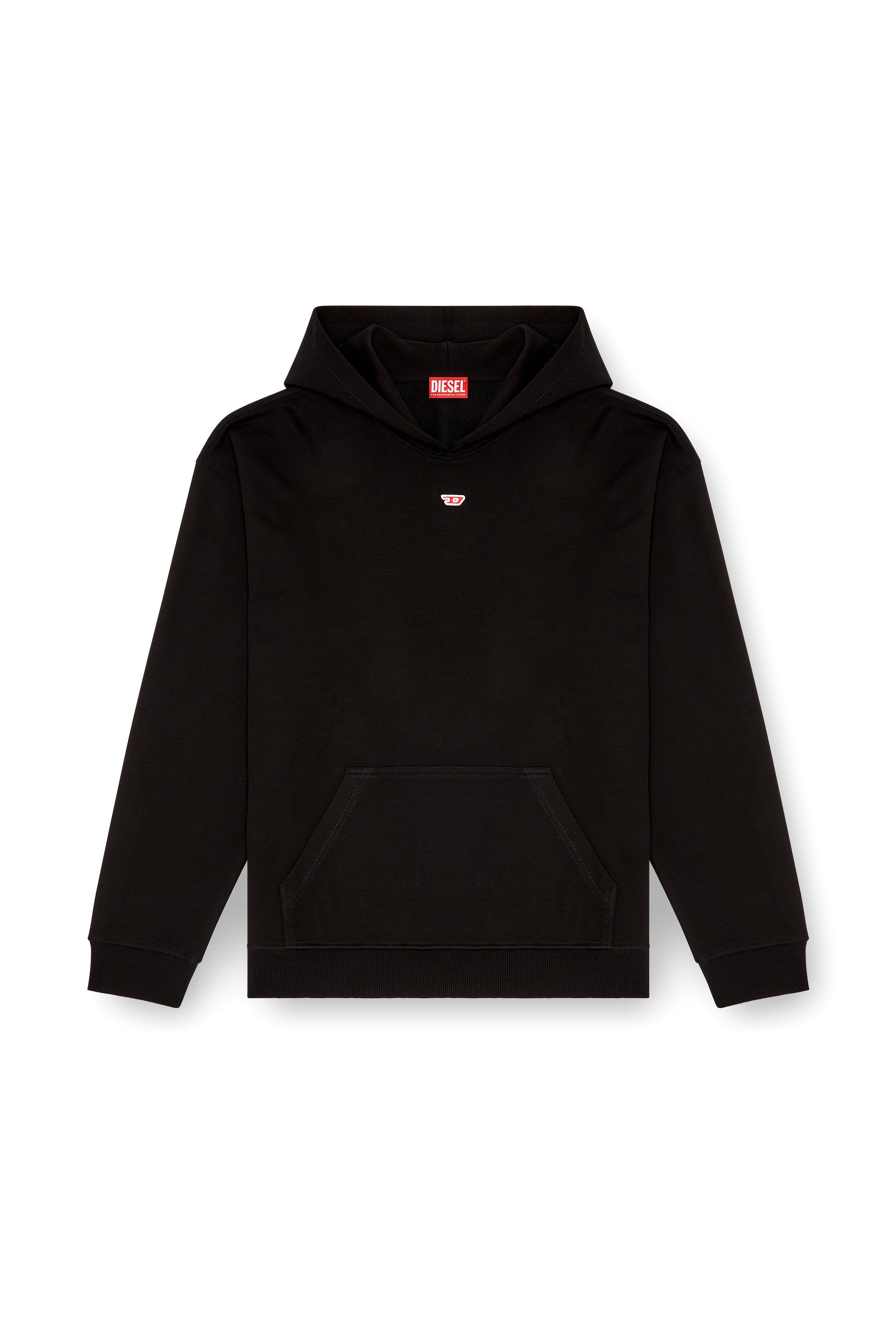 Diesel - S-BOXT-HOOD-D, Man's Hoodie with D logo patch in Black - 2