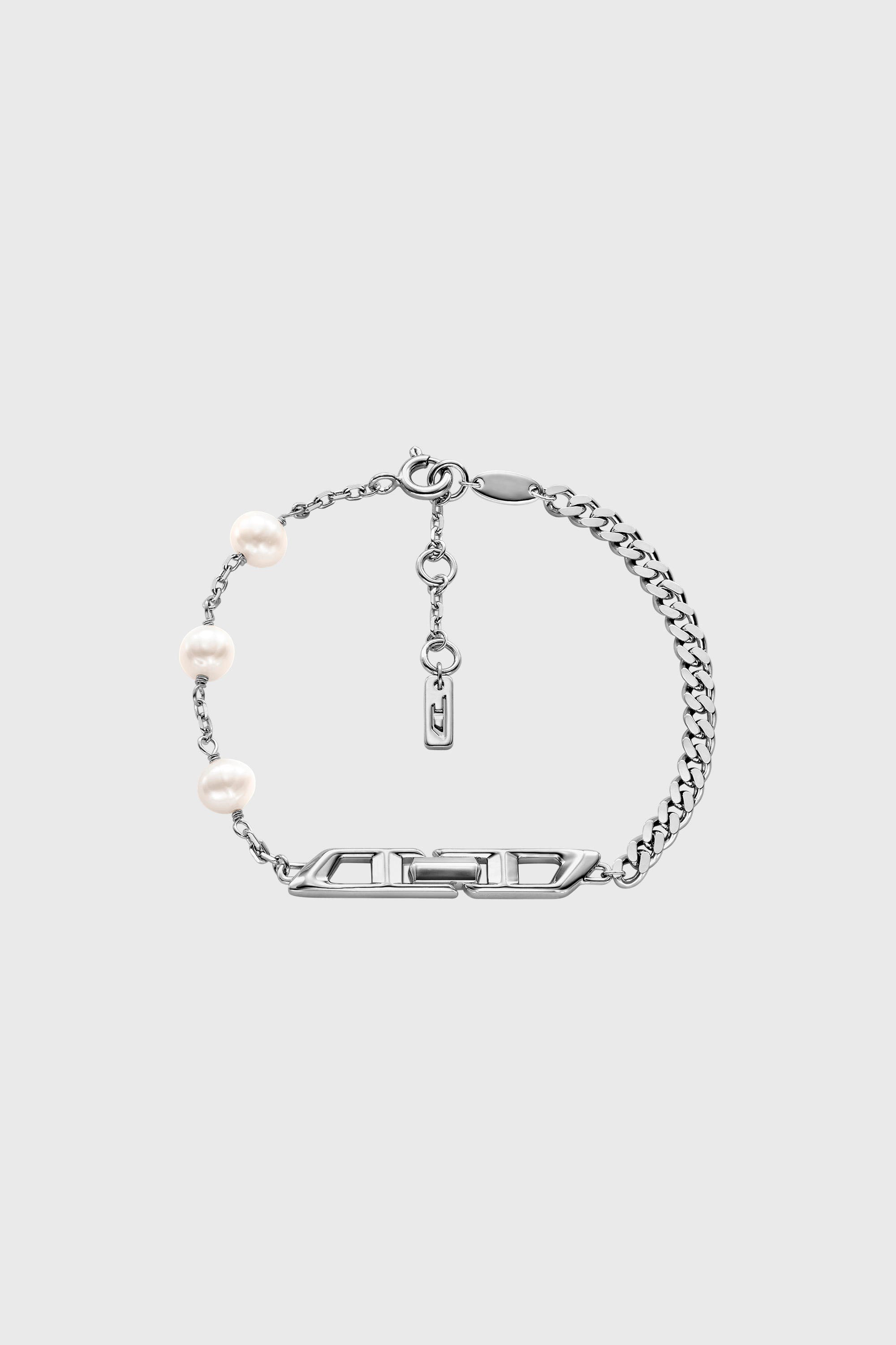 Diesel - DL1372040, Unisex's Sterling silver and pearl chain bracelet in Silver - 1