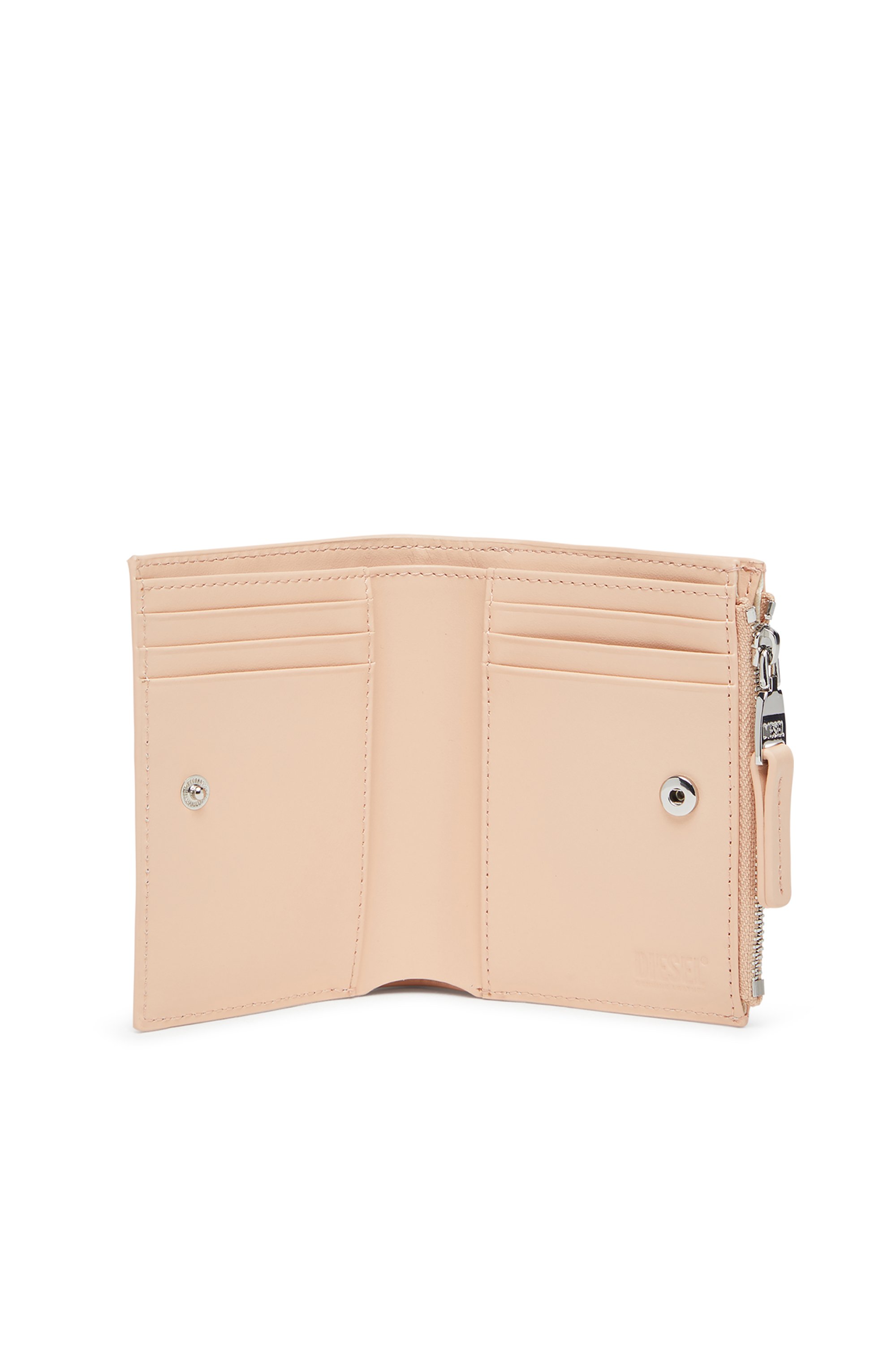 Diesel - 1DR BI-FOLD ZIP II, Woman's Small leather wallet with logo plaque in Nude - 3