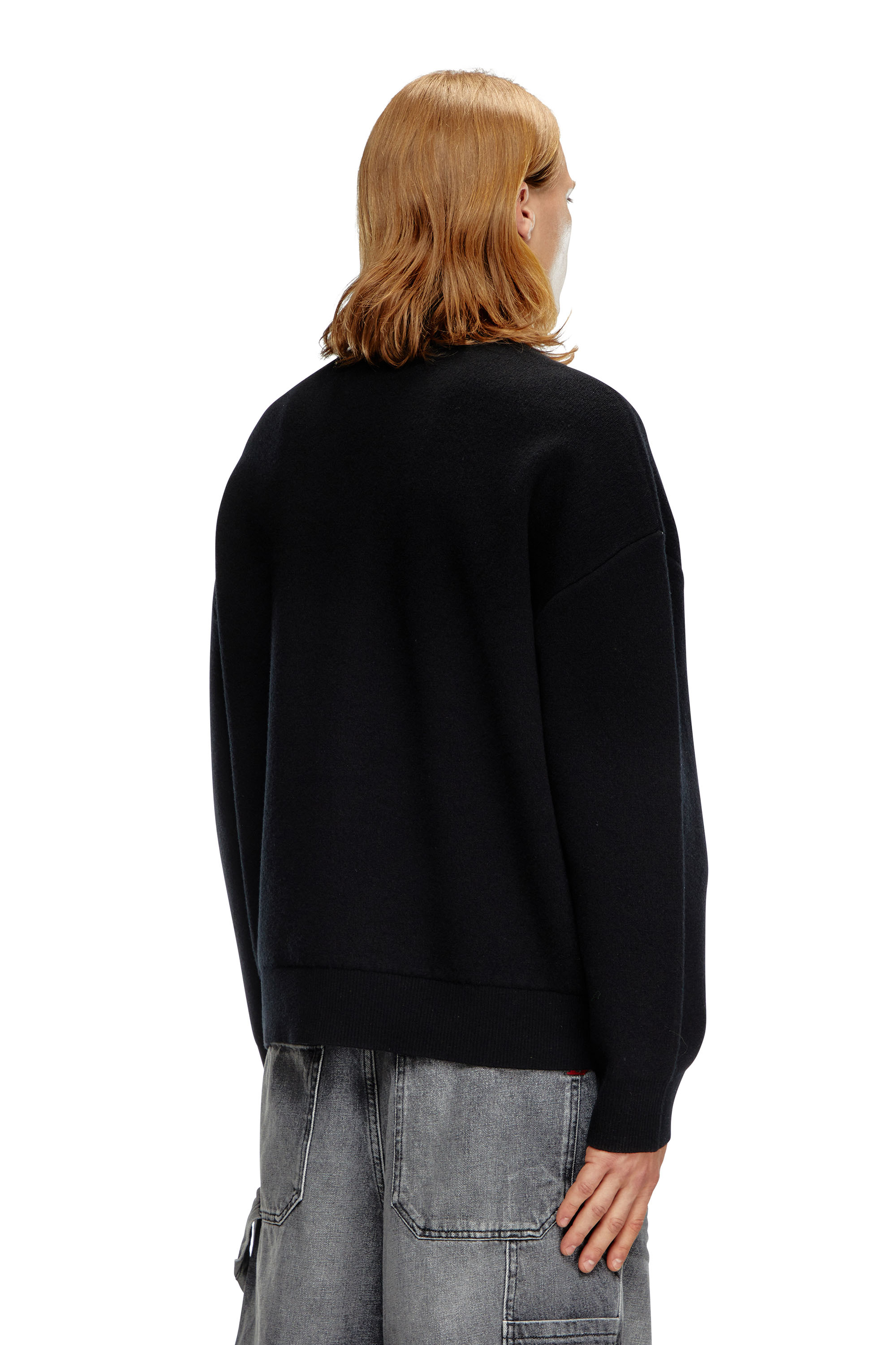 Diesel - K-RALUS, Man's Wool-blend zip sweater with graphic logo in Black - 4