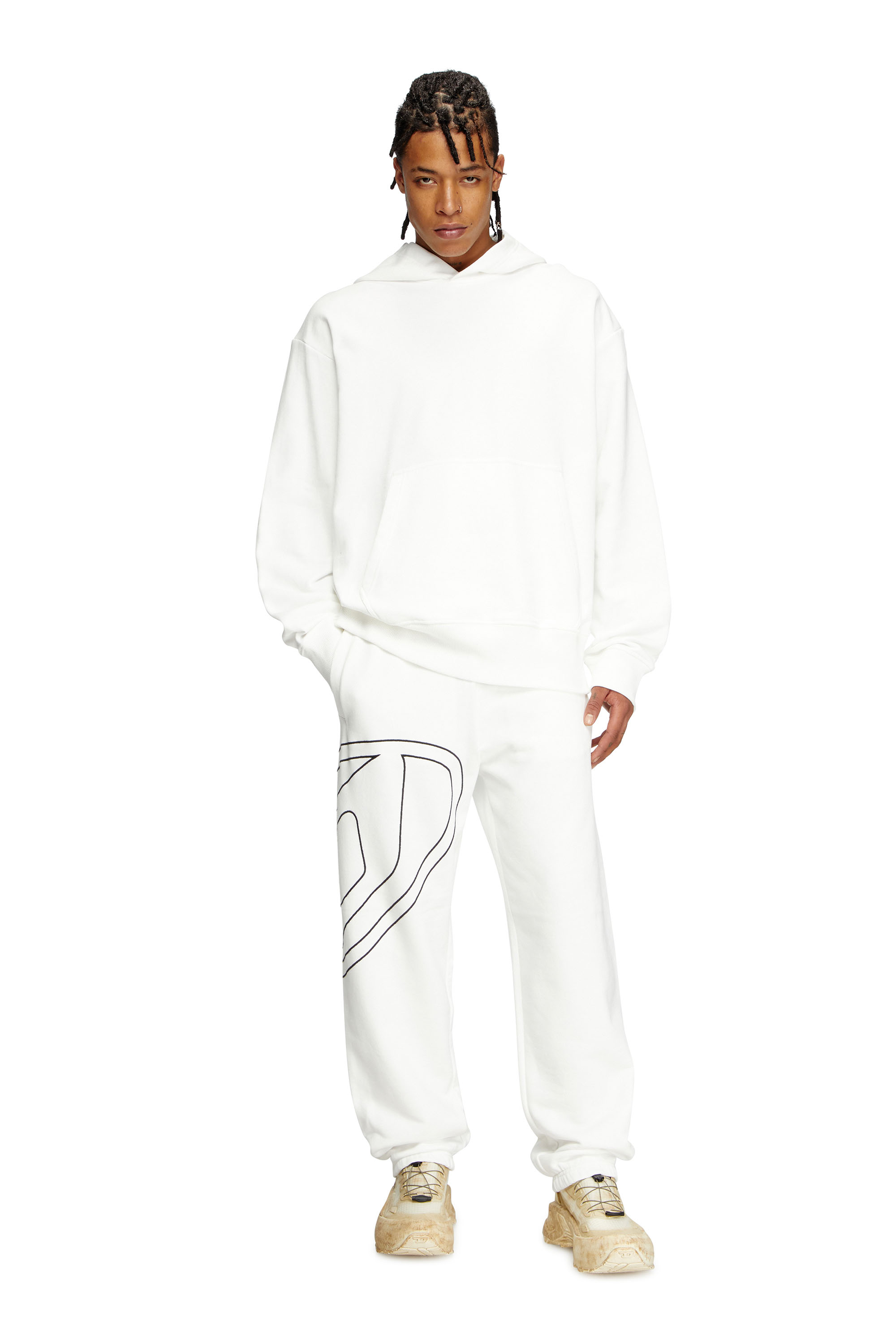 P-MARKY-MEGOVAL-D, White Diesel - P-MARKY-MEGOVAL-D, Man's Track pants with mega oval D in White - 1