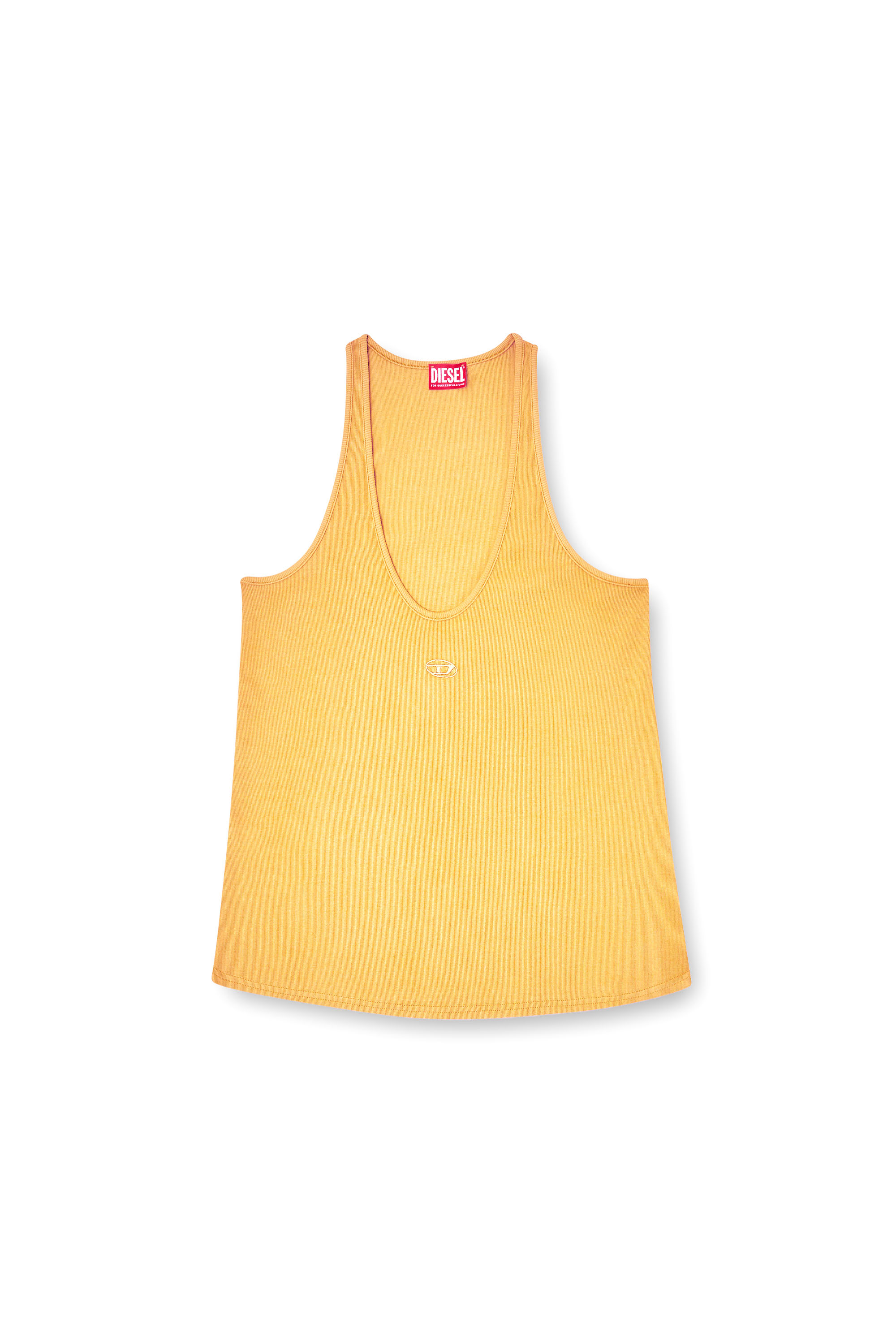 Diesel - T-IPSYA-LKDS, Woman's Ribbed tank with Oval D in Orange - 2