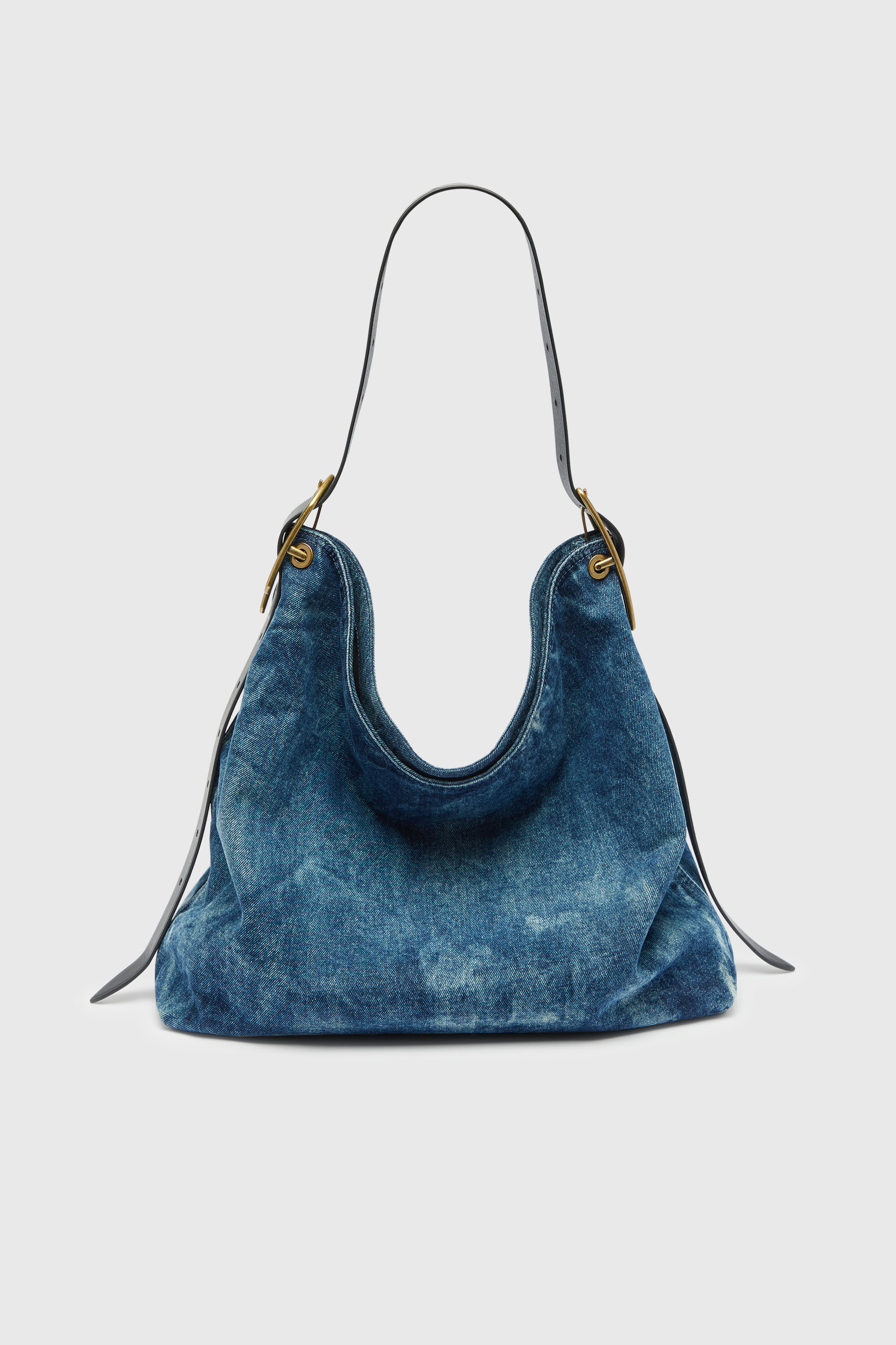 Diesel - D-LINE HOBO L, Woman's D-Line-Denim hobo bag in Medium blue - 1